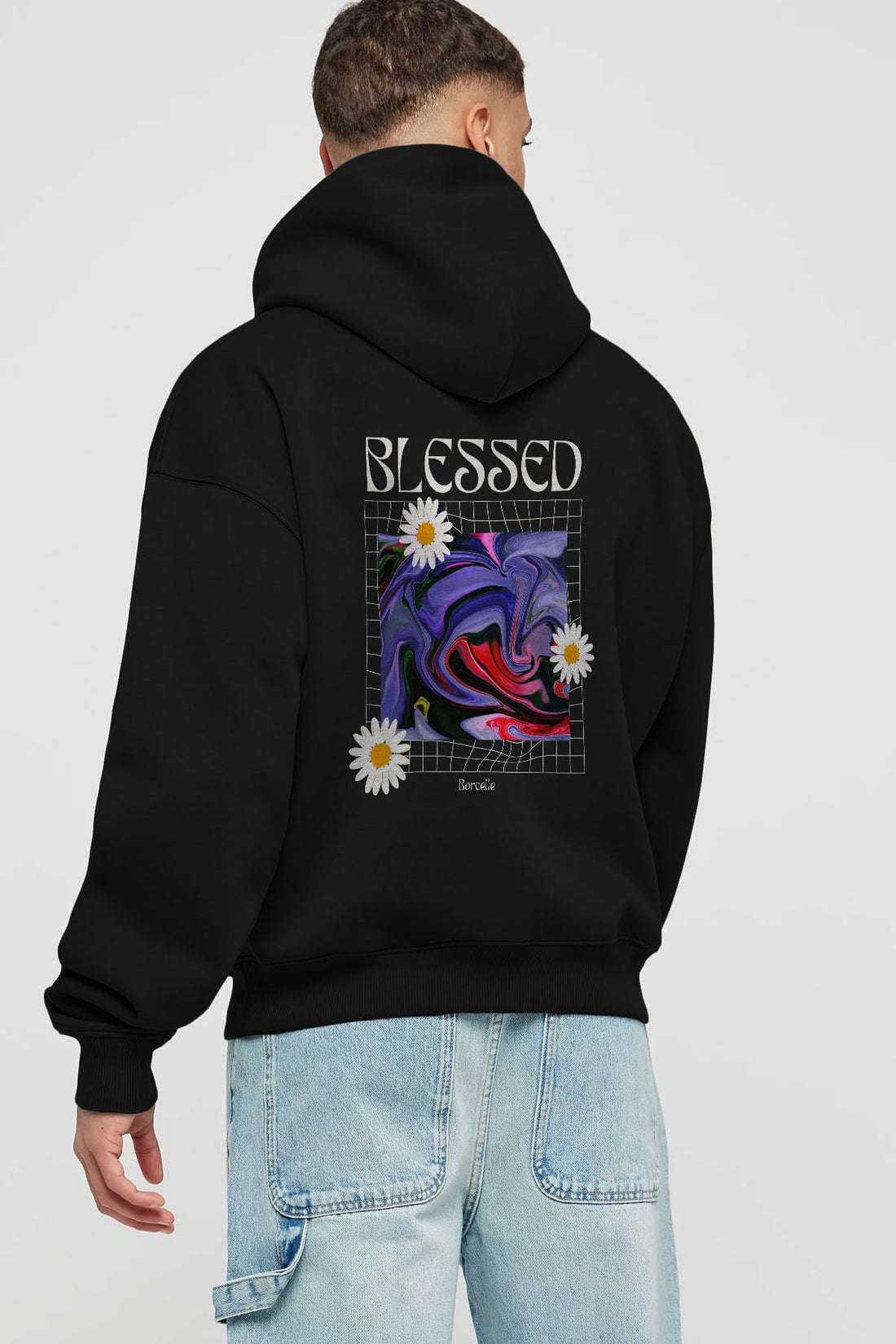 Blessed Arka Baskılı Oversize Hoodie Kapüşonlu Sweatshirt Erkek Kadın Unisex