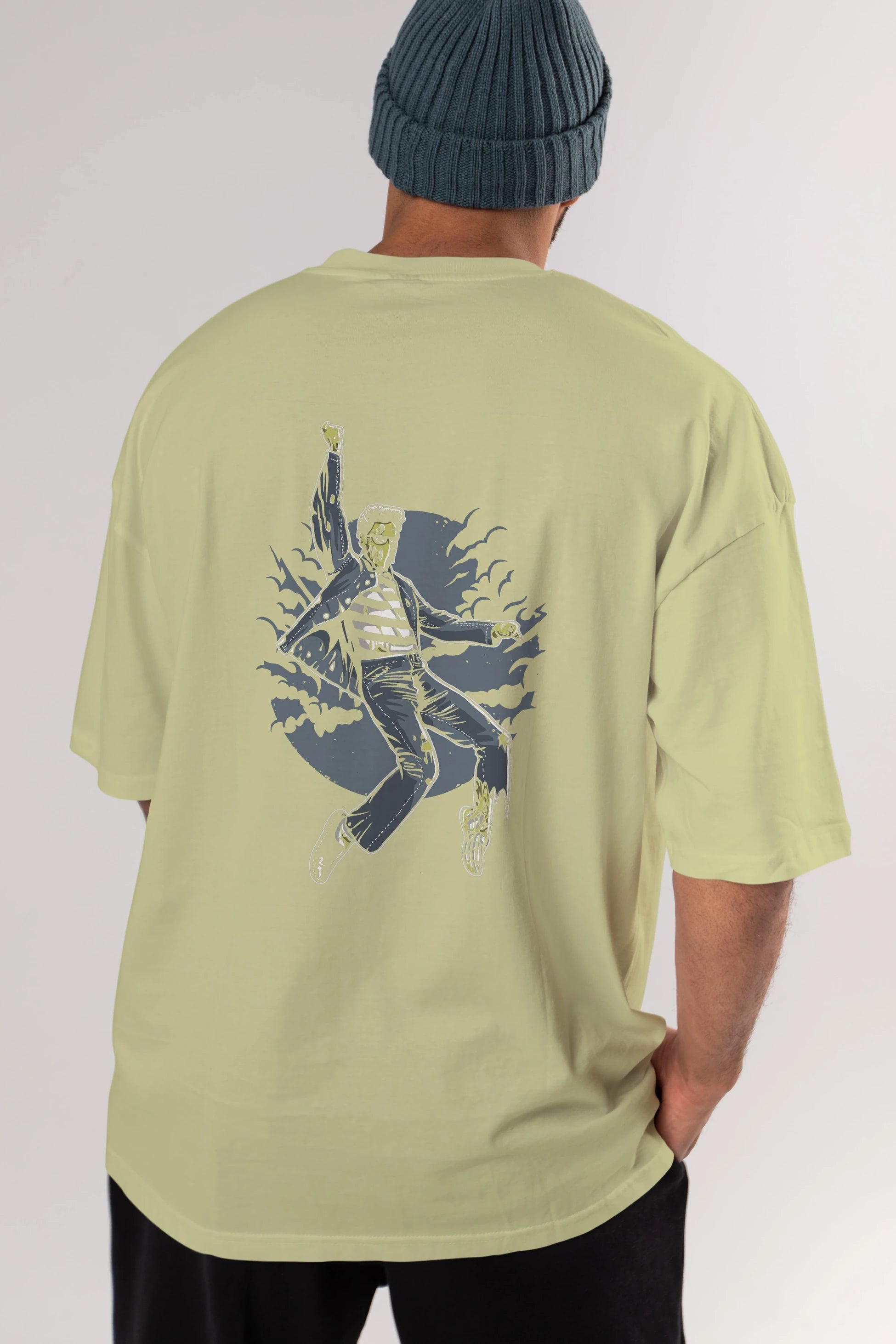 Zombie King Arka Baskılı Oversize t-shirt Erkek Kadın Unisex %100 Pamuk