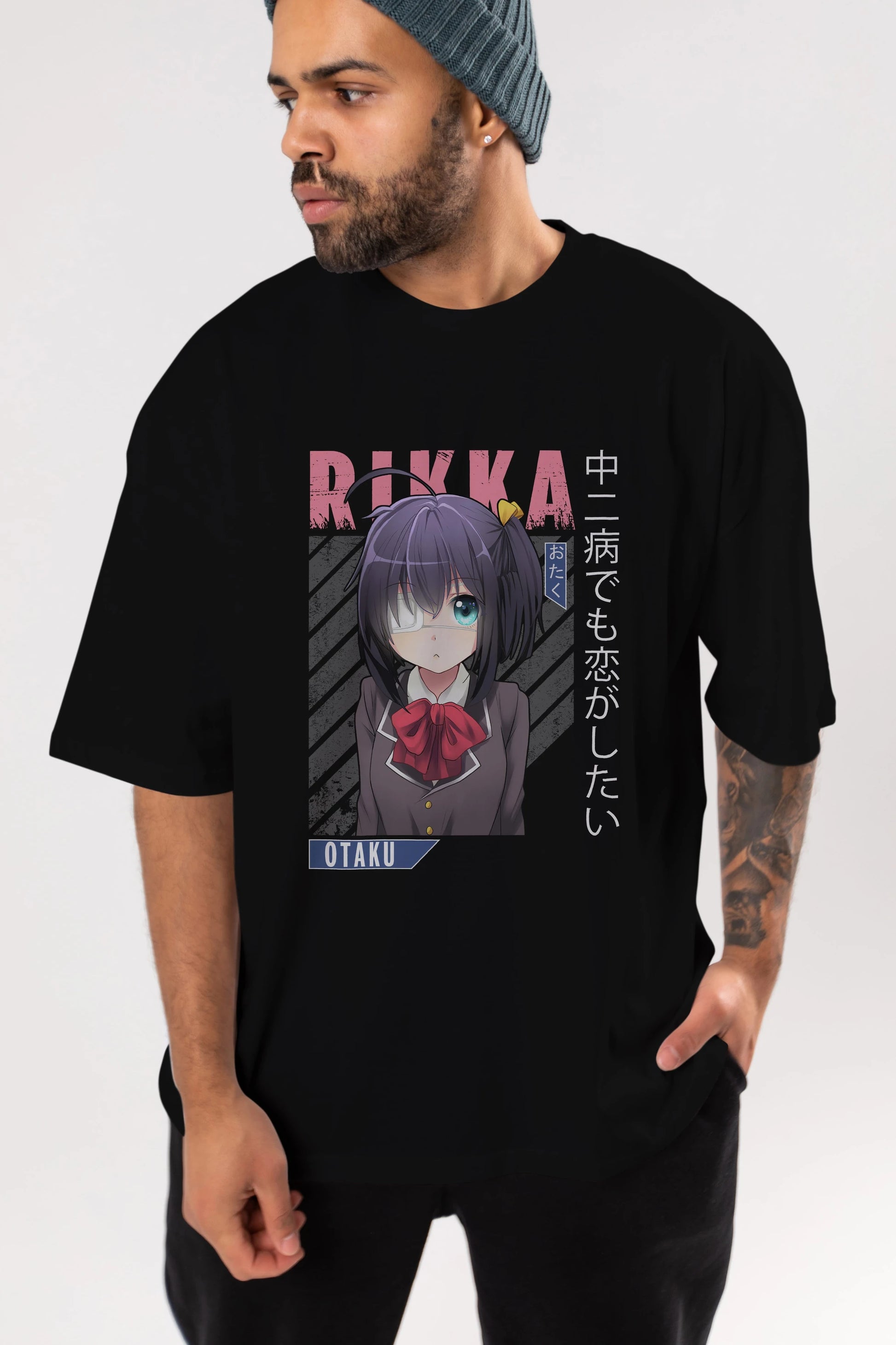 Rikka Takanashi 9 Anime Ön Baskılı Oversize t-shirt %100 pamuk Erkek Kadın Unisex