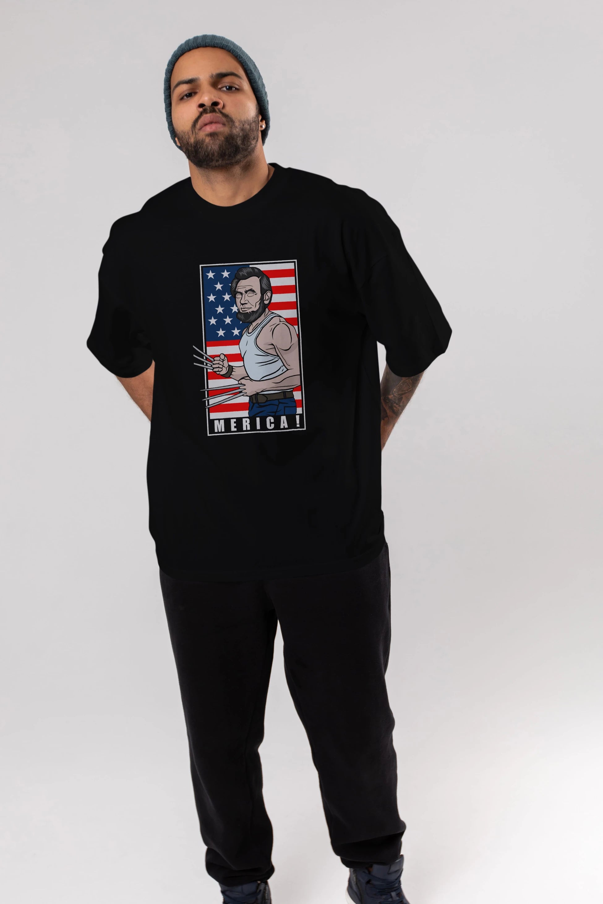 Wolverlincoln Ön Baskılı Oversize t-shirt Erkek Kadın Unisex %100 Pamuk tişort