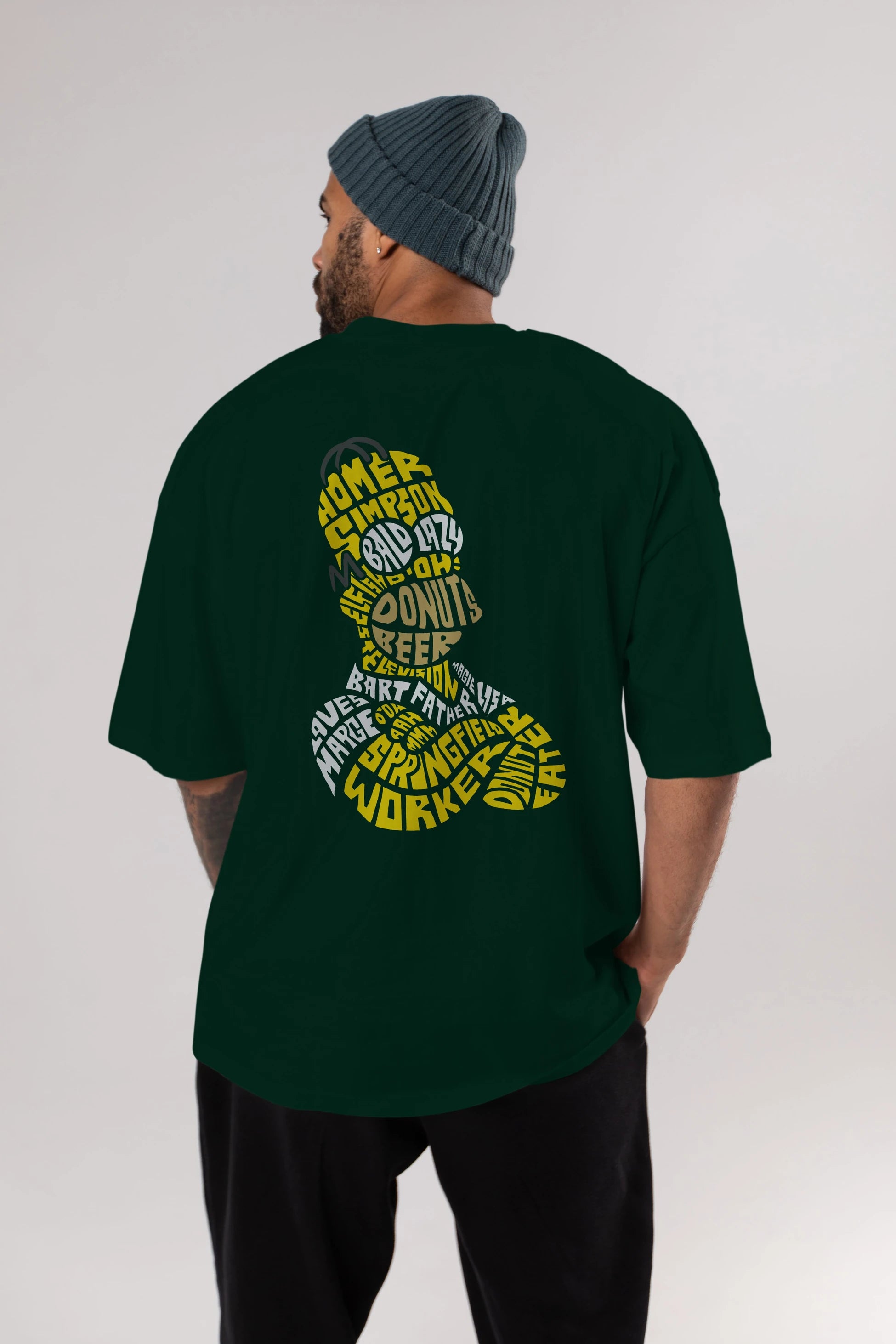 Homer Simpson Arka Baskılı Oversize t-shirt %100 pamuk Erkek Kadın Unisex