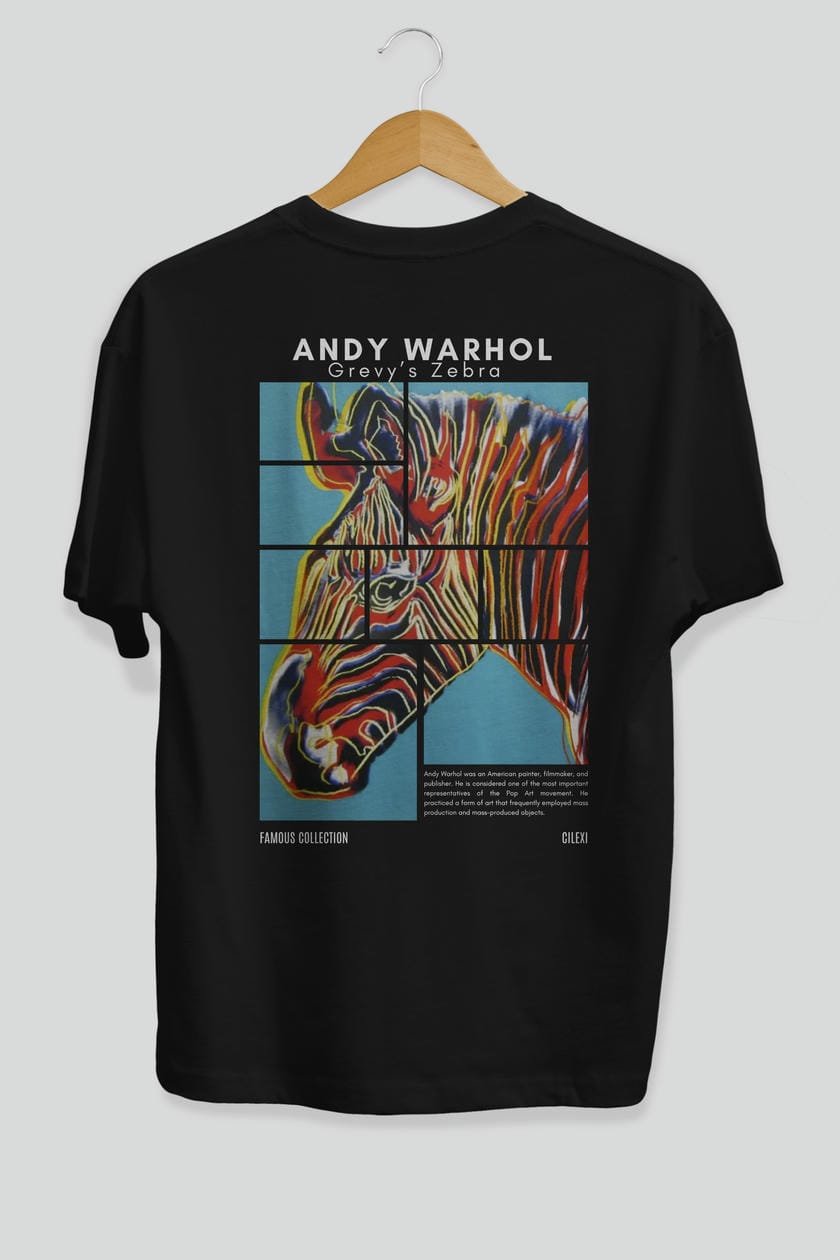 Andy Warhol Arka Baskılı Oversize t-shirt Erkek Kadın Bisiklet Yaka Pamuk tişort