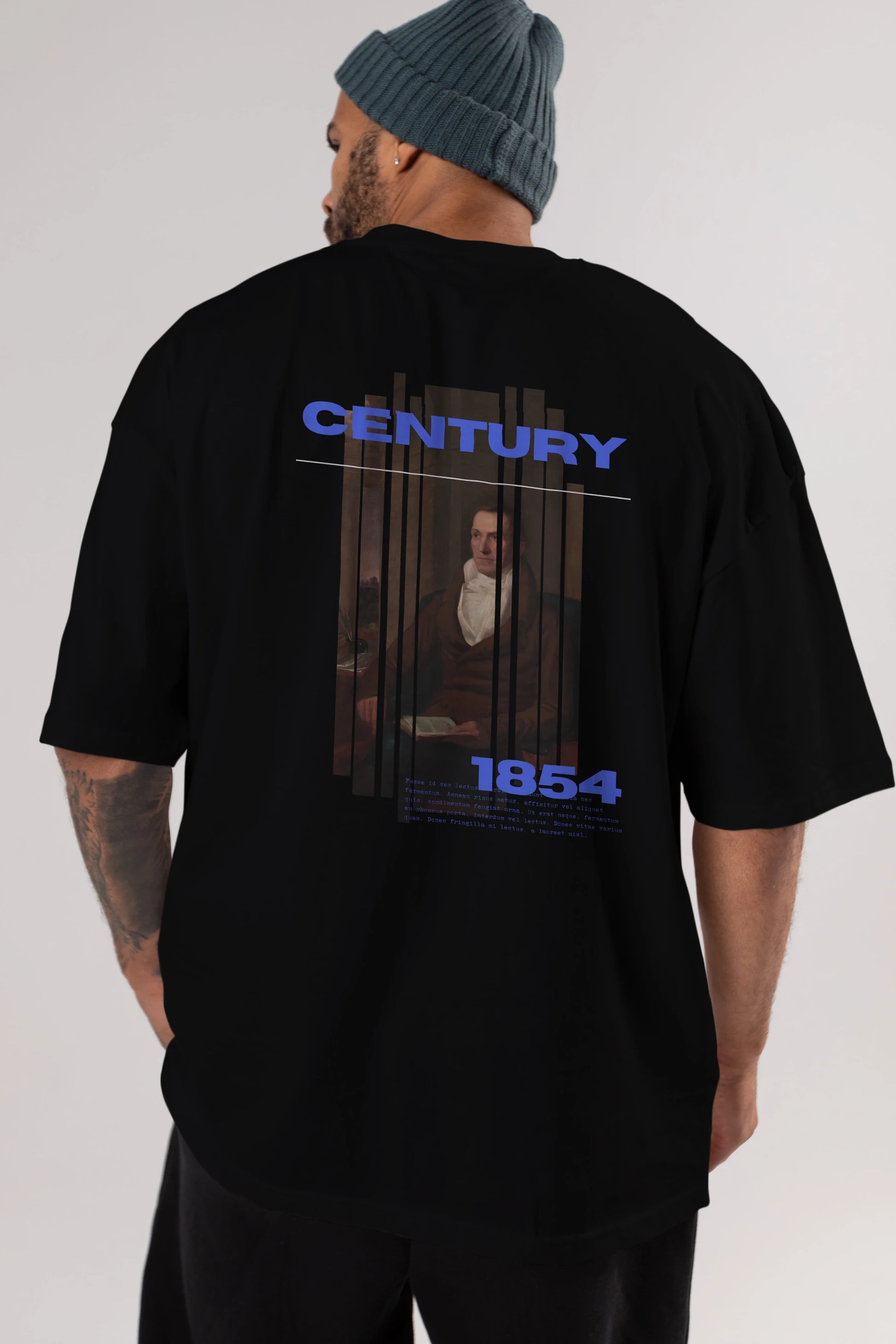Century 1854 Yazılı Arka Baskılı Oversize t-shirt Erkek Kadın Unisex