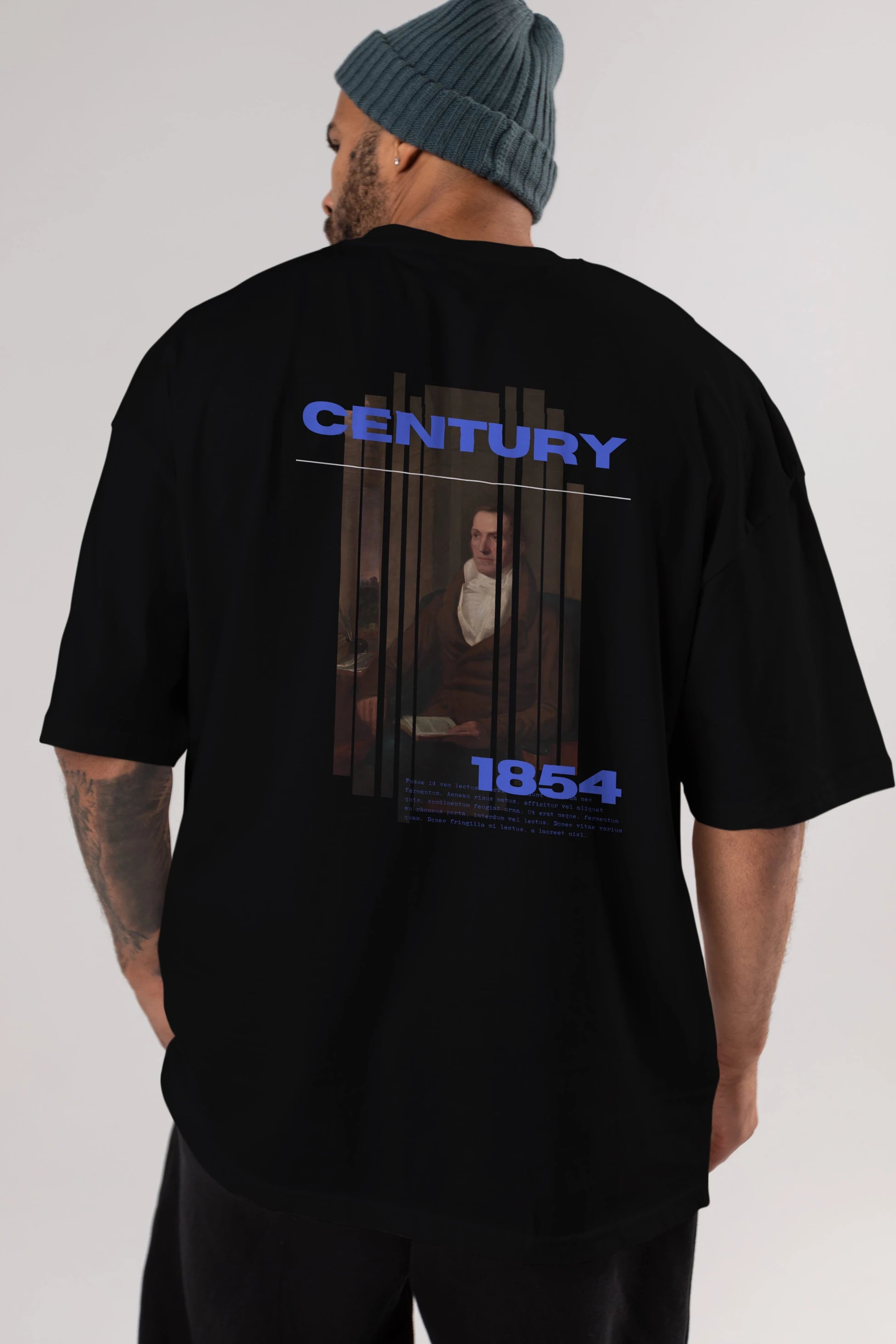 Century 1854 Yazılı Arka Baskılı Oversize t-shirt Erkek Kadın Unisex