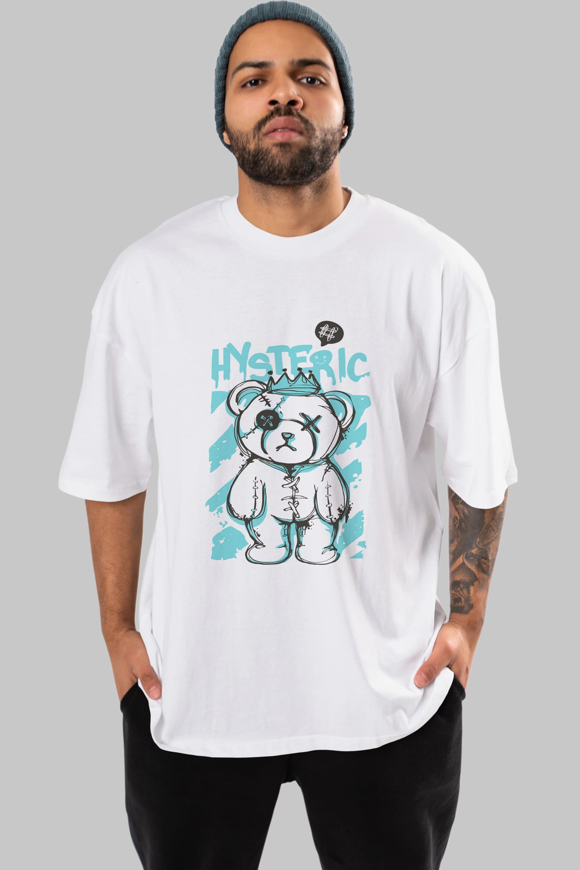 Hysteric Bear Ön Baskılı Oversize t-shirt Erkek Kadın Unisex