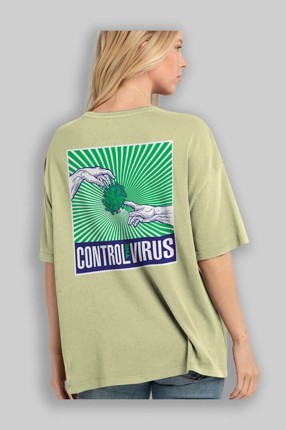Control The Virus Arka Baskılı Oversize t-shirt Erkek Kadın Unisex