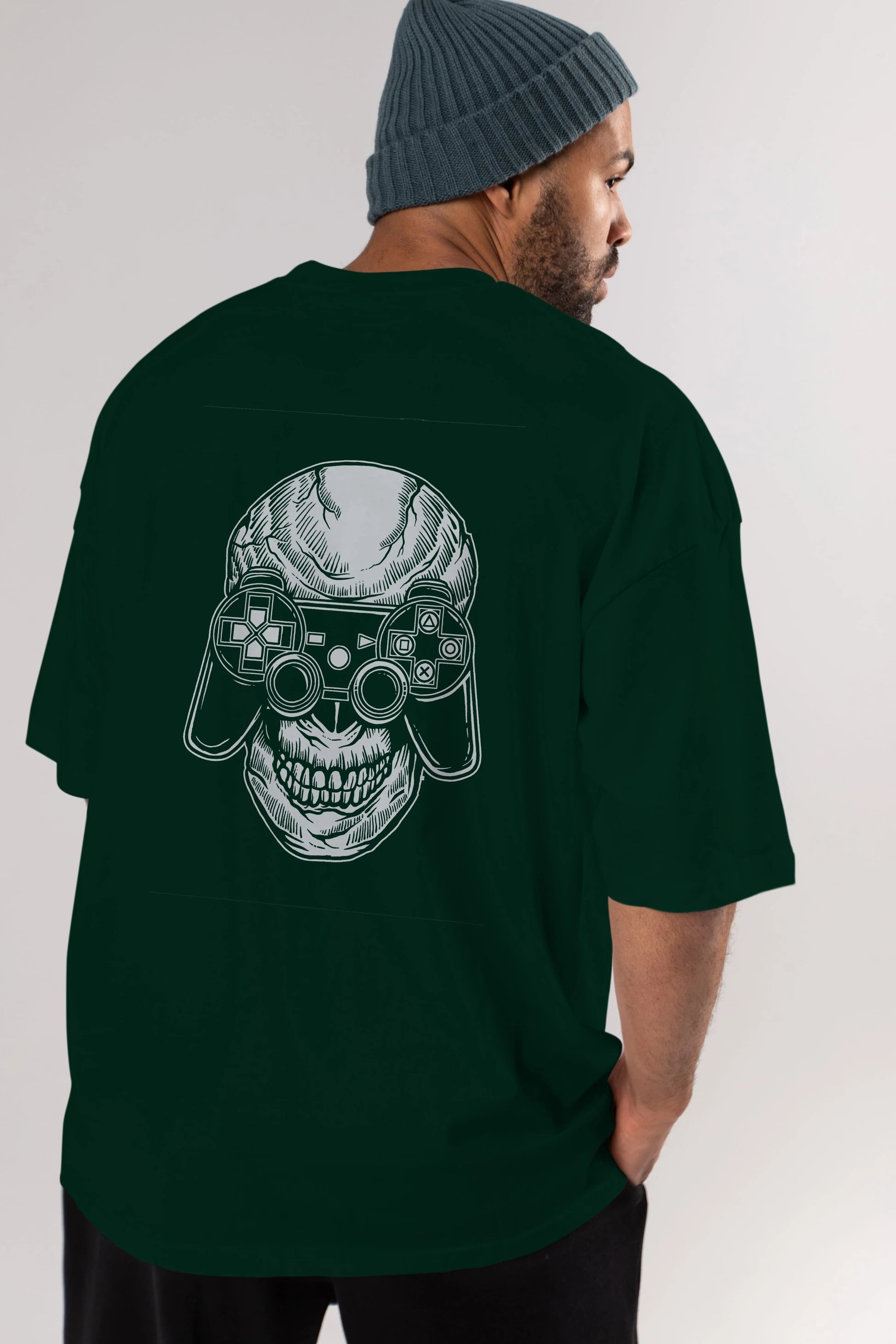 Skull Gamers Arka Baskılı Oversize t-shirt Erkek Kadın Unisex %100 Pamuk