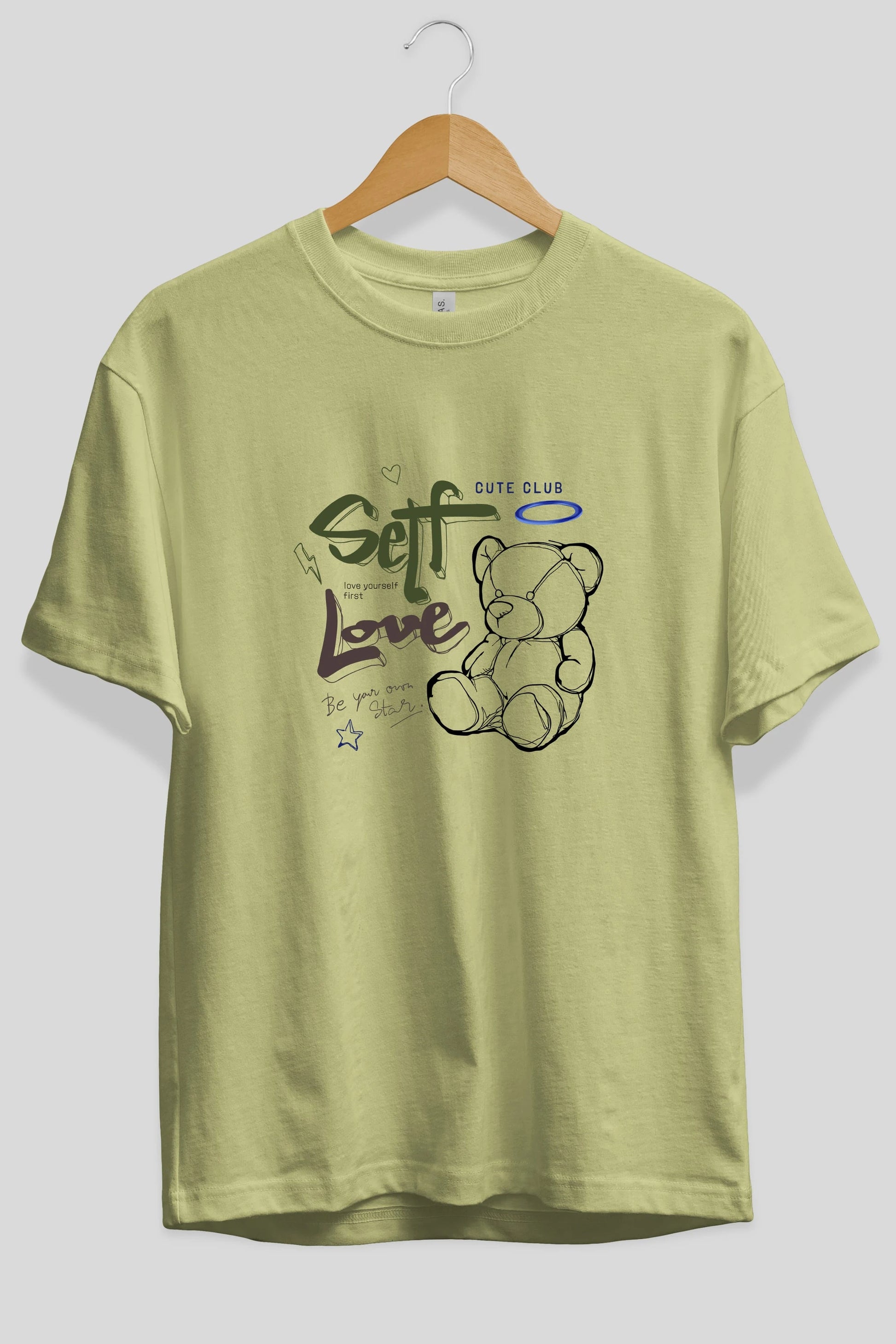 Self Love Bear Ön Baskılı Oversize t-shirt Erkek Kadın Unisex