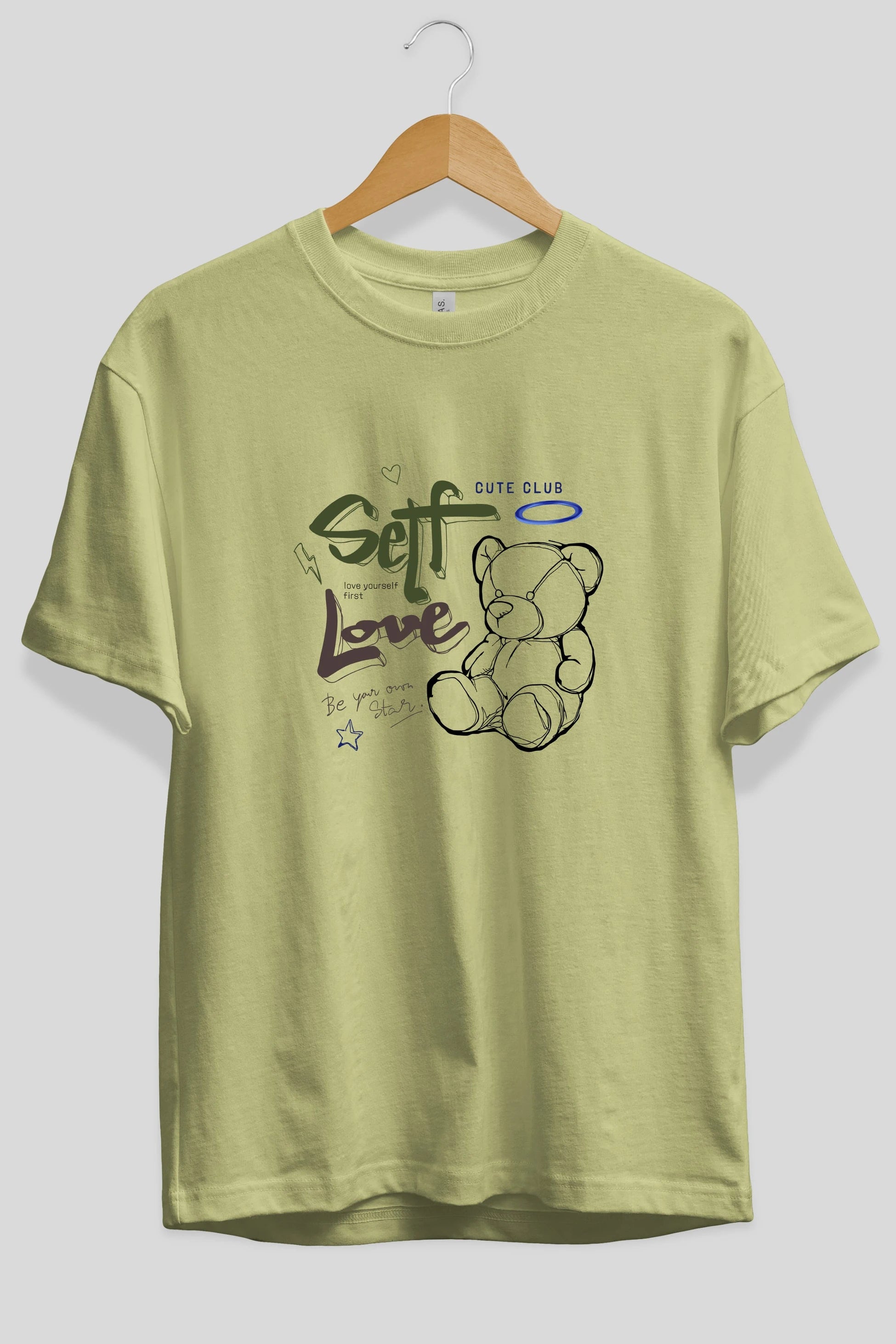 Self Love Bear Ön Baskılı Oversize t-shirt Erkek Kadın Unisex