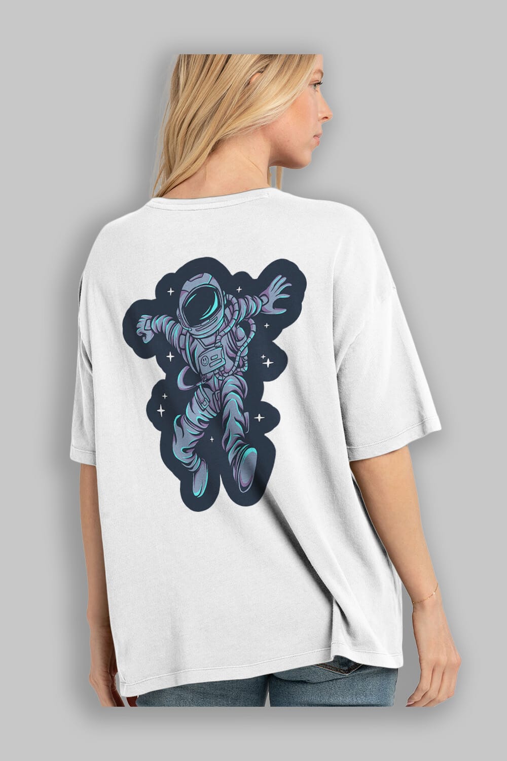Astrostars sticker Arka Baskılı Oversize t-shirt Erkek Kadın Unisex