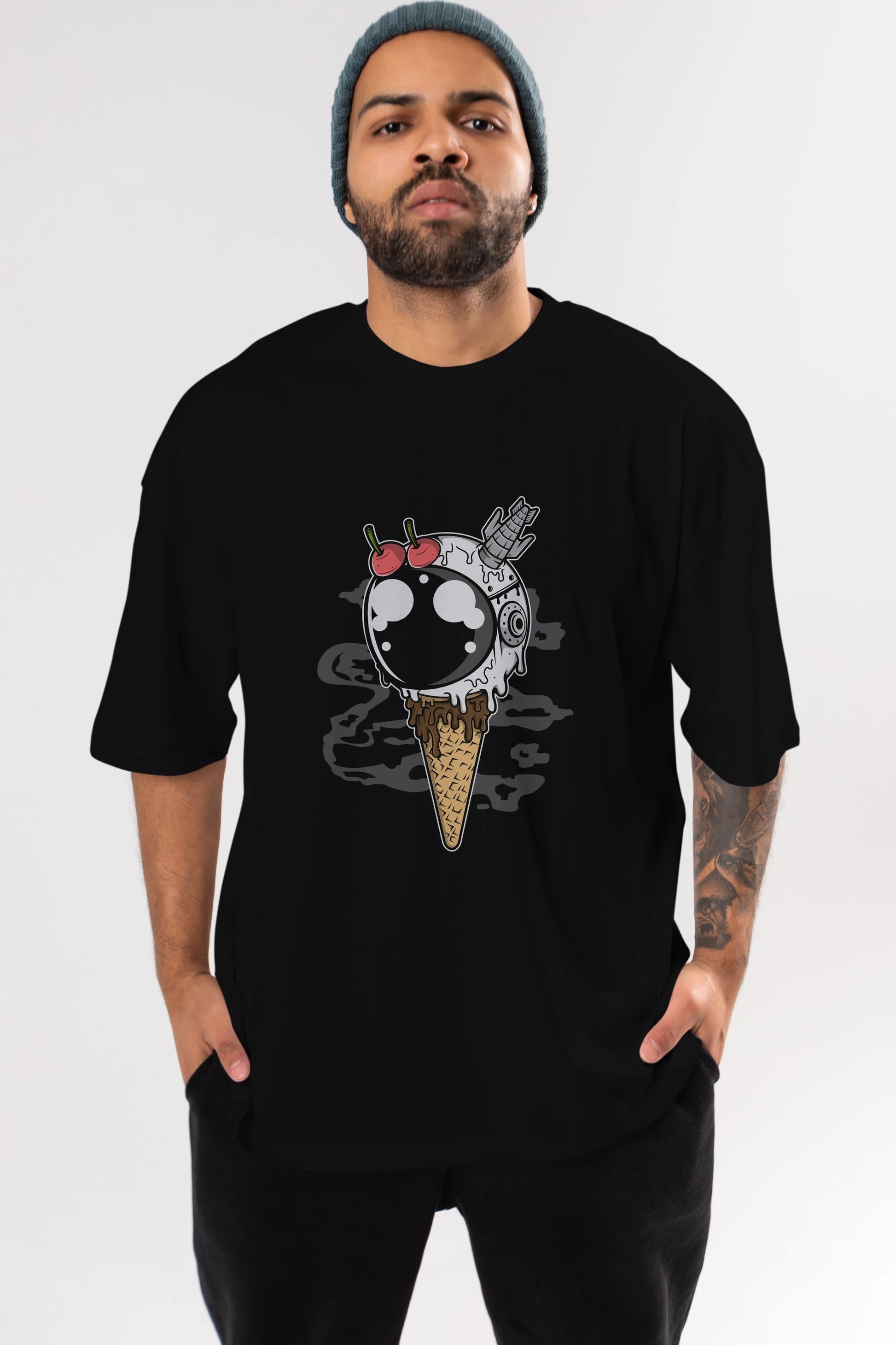 Astronaut Ice Cream Ön Baskılı Oversize t-shirt Erkek Kadın Unisex