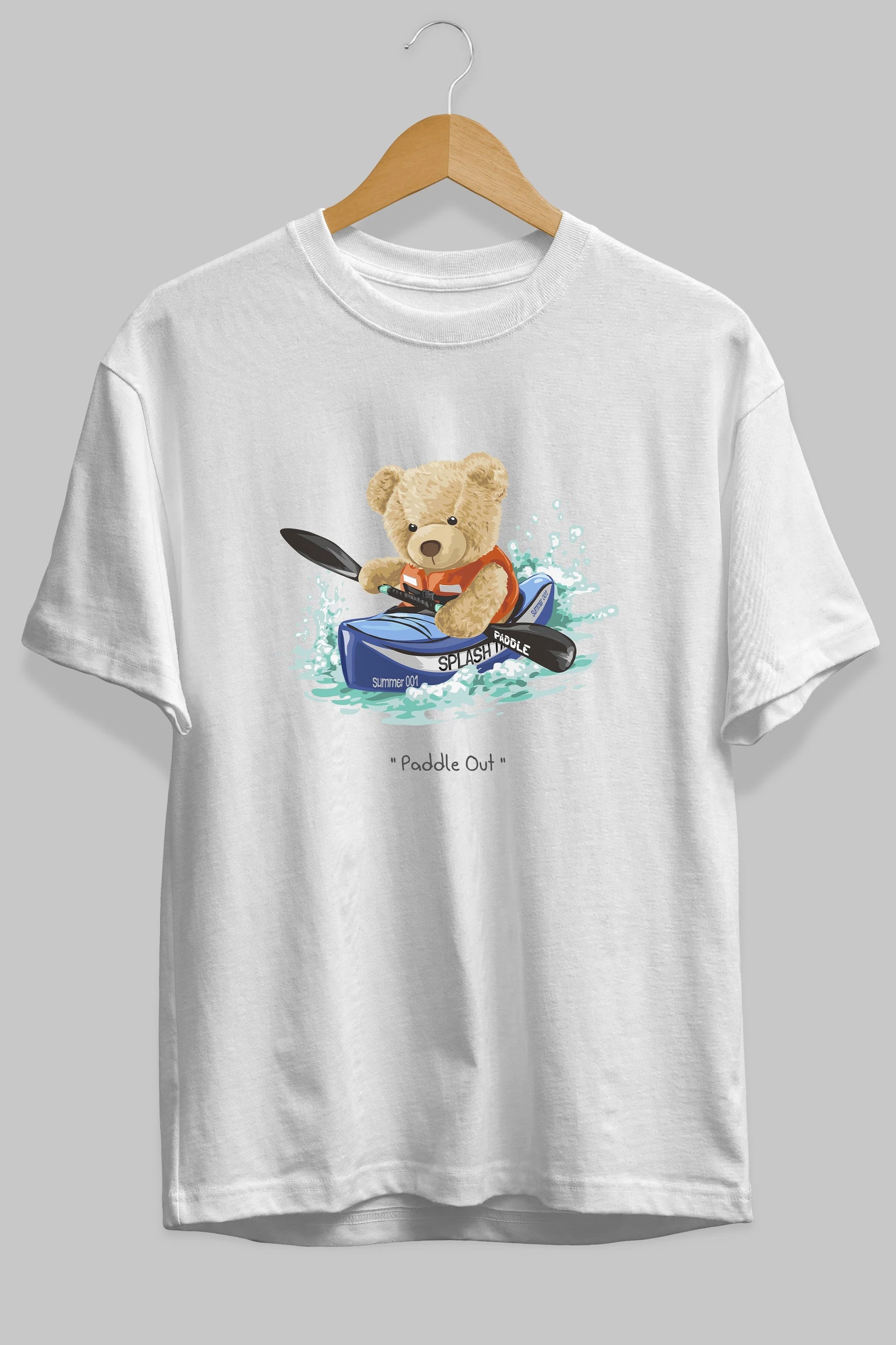 Teddy Bear Paddle Out Ön Baskılı Oversize t-shirt Erkek Kadın Unisex %100 Pamuk