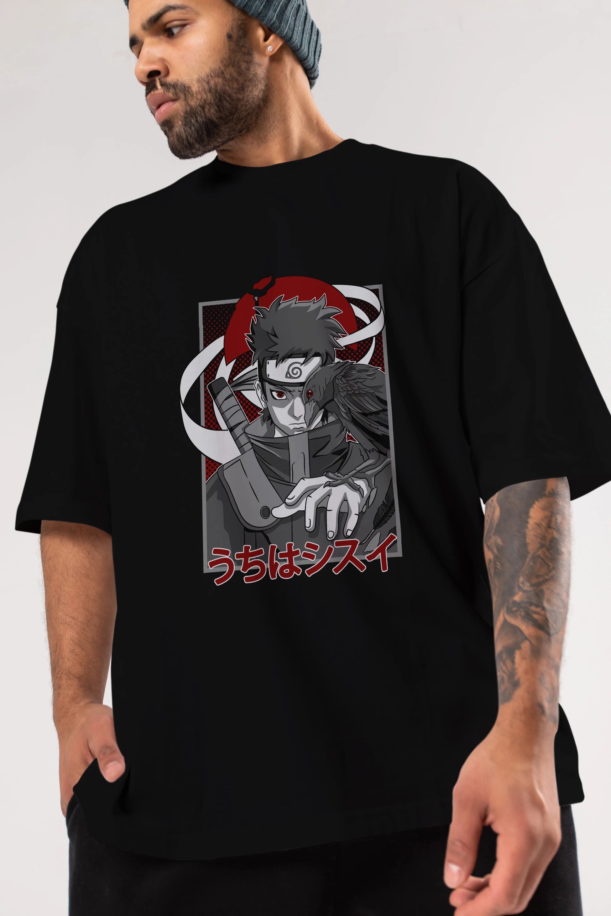 SHISUI UCHIHA NARUTO Anime Ön Baskılı Oversize t-shirt %100 pamuk Erkek Kadın Unisex