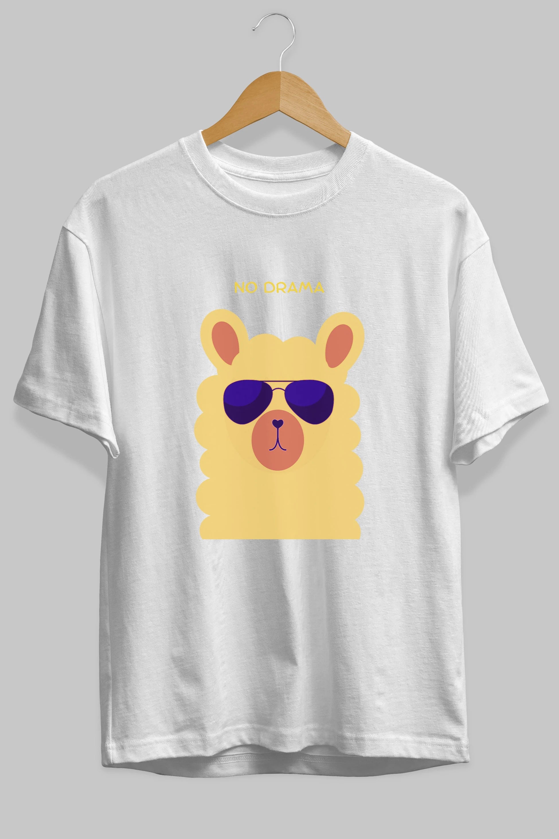 No Drama Yazılı Lama Ön Baskılı Oversize t-shirt Erkek Kadın Unisex