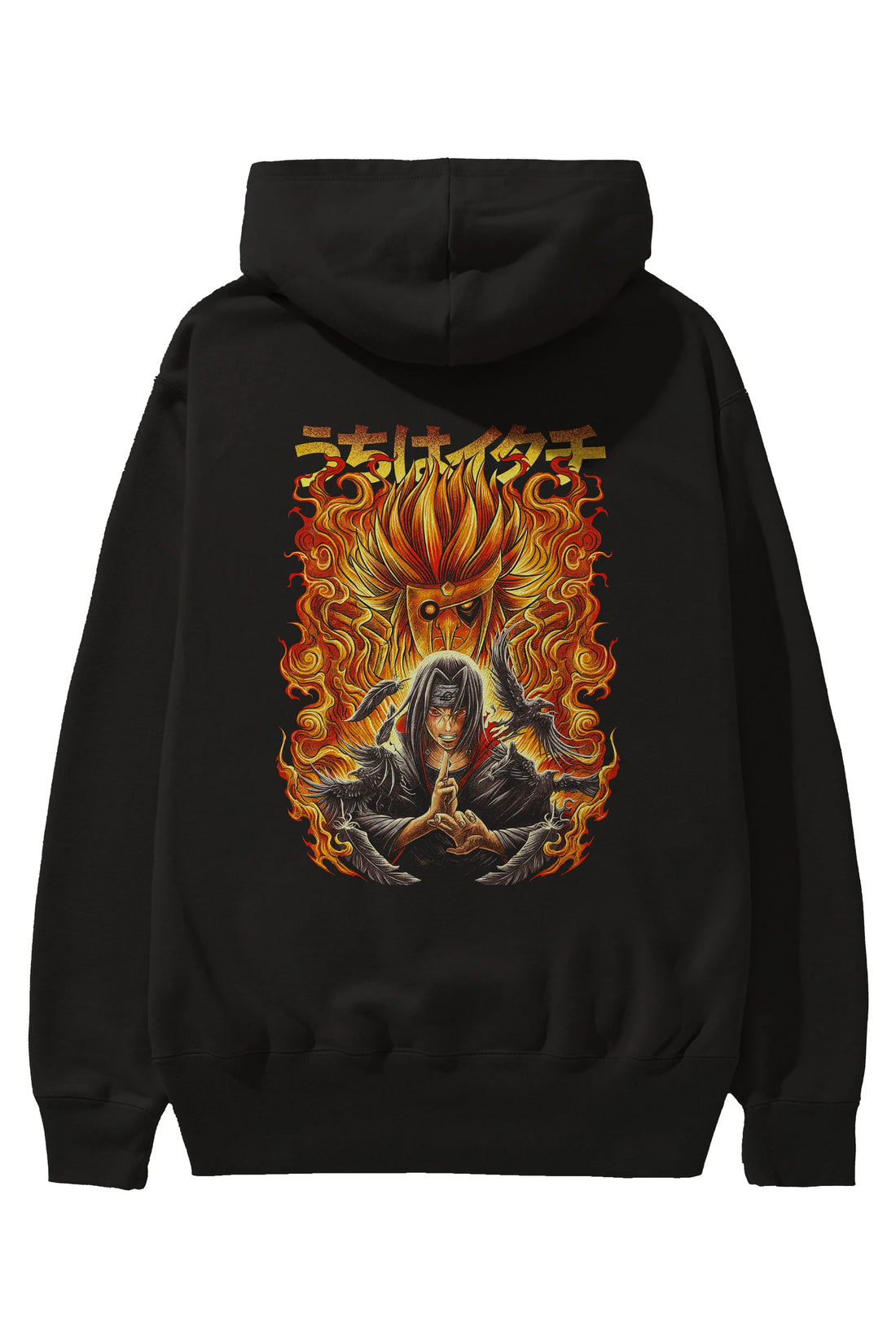NARUTO ITACHI UCHIHA Anime Arka Baskılı Hoodie Oversize Kapüşonlu Sweatshirt Erkek Kadın Unisex