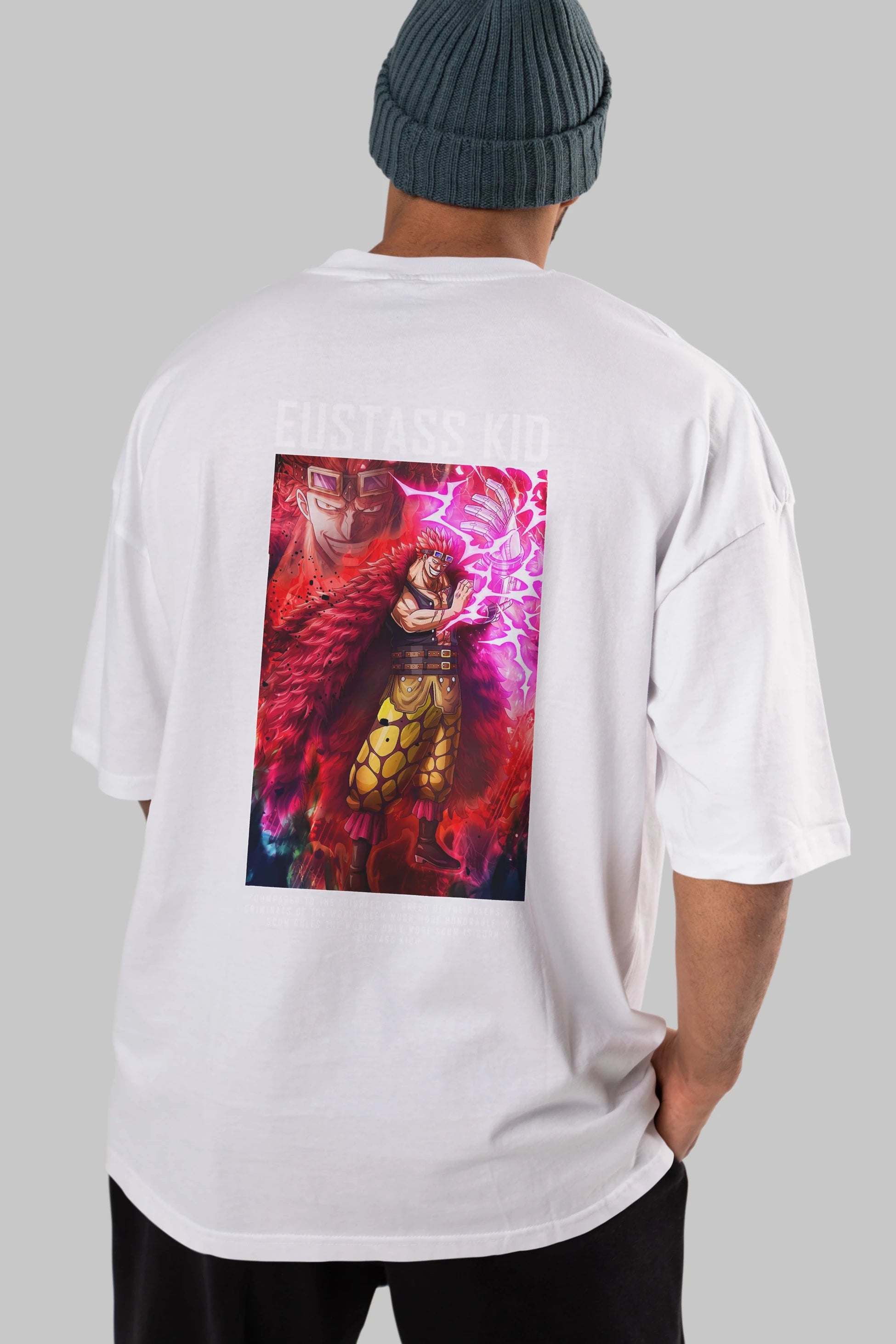 Eustass Kid Anime Arka Baskılı Oversize t-shirt Erkek Kadın Unisex %100 pamuk tişort