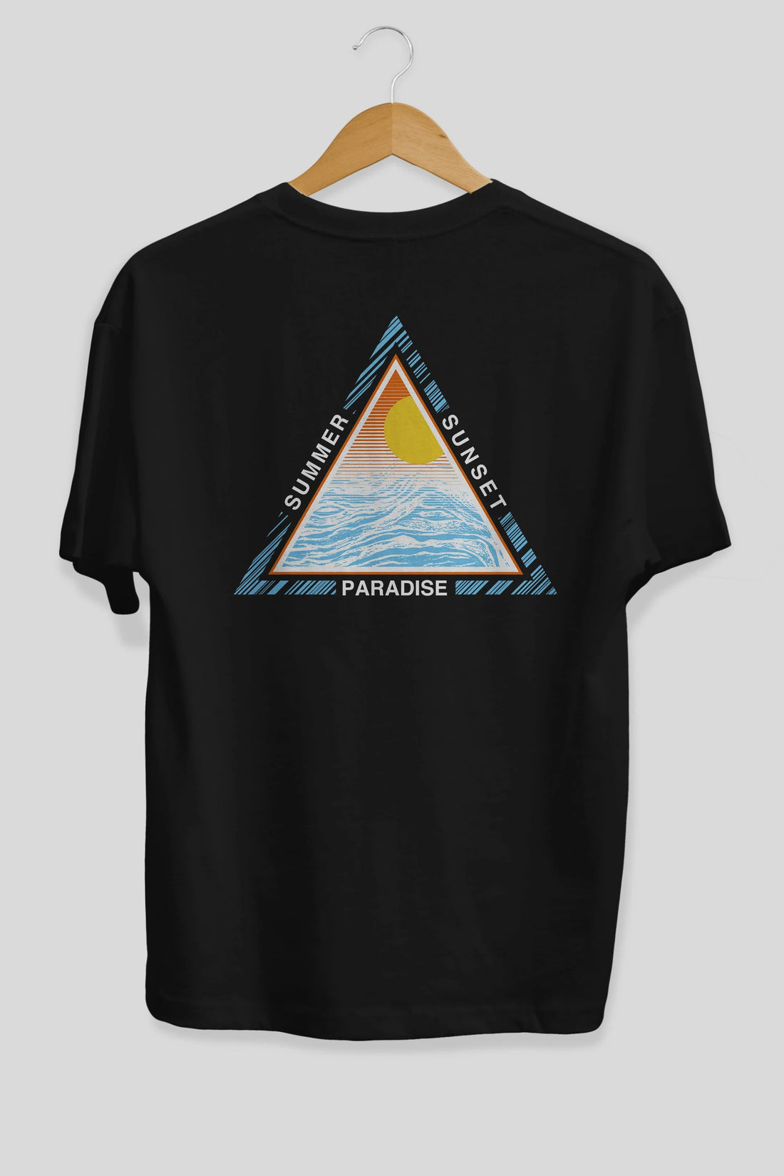Summer Sunset Paradise Arka Baskılı Oversize t-shirt Erkek Kadın Unisex