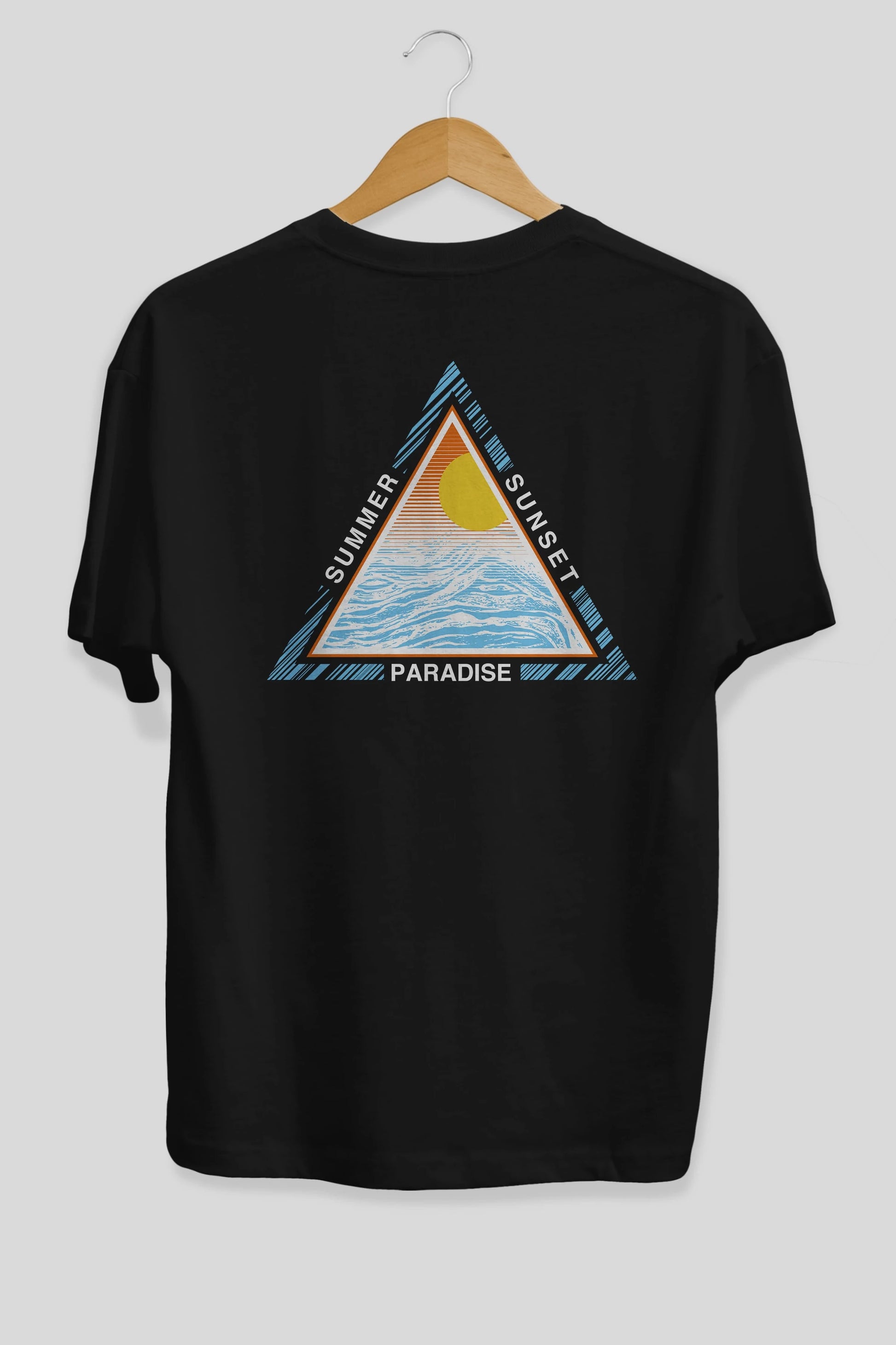 Summer Sunset Paradise Arka Baskılı Oversize t-shirt Erkek Kadın Unisex
