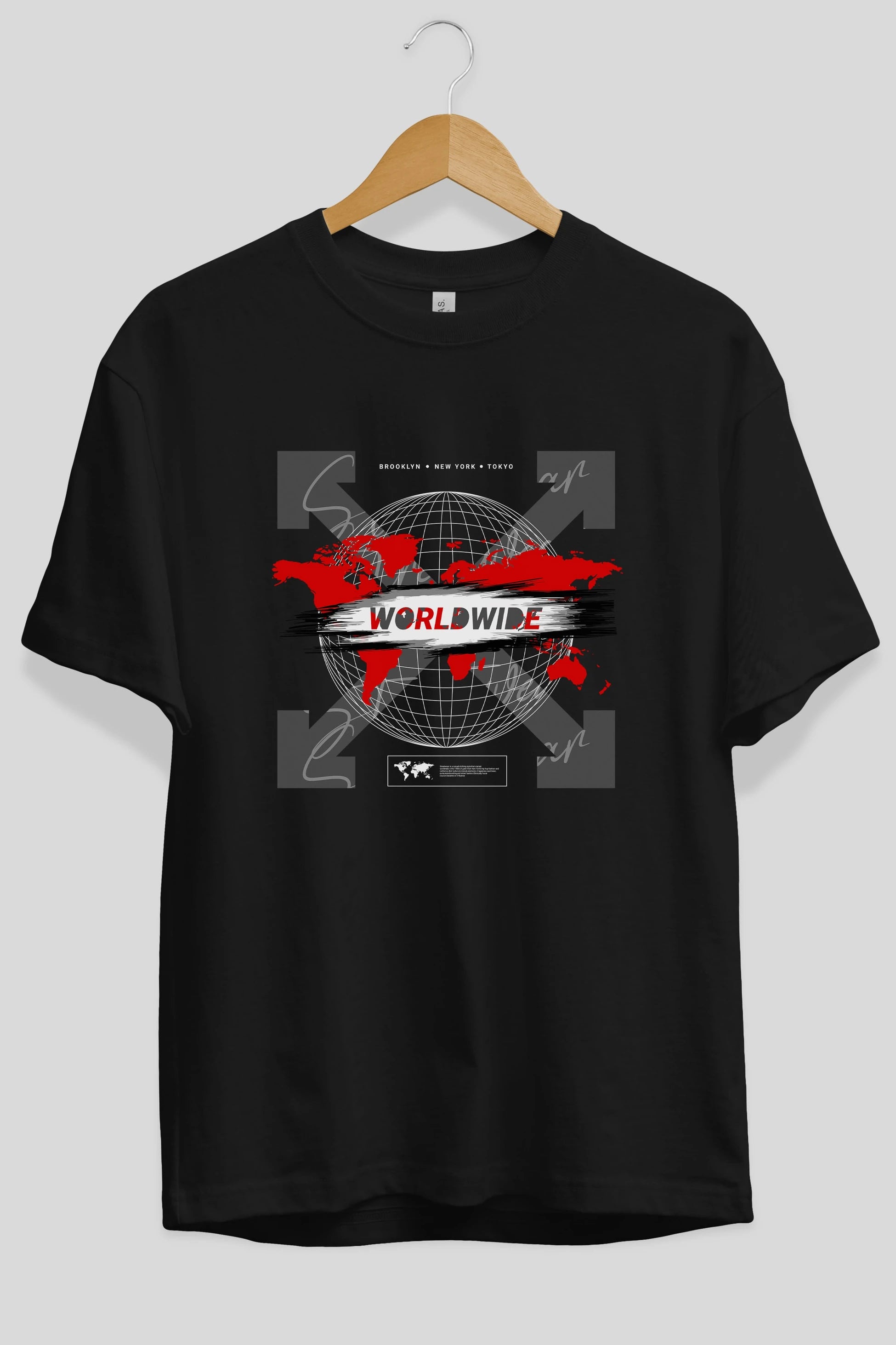 Worldwide Style Ön Baskılı Oversize t-shirt Erkek Kadın Unisex
