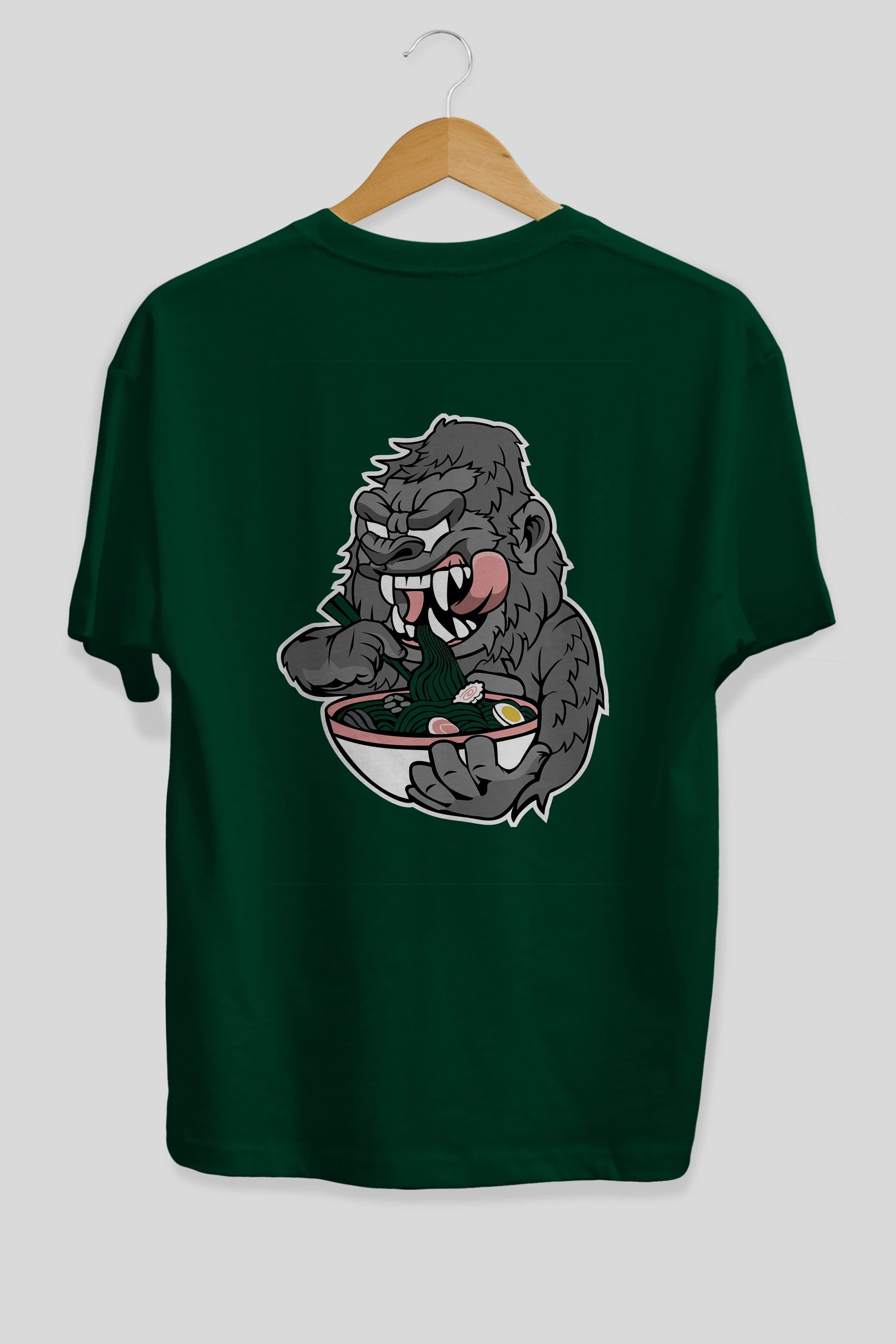 Big Gorilla Ramen Arka Baskılı Oversize t-shirt Erkek Kadın Unisex %100 Pamuk tişort