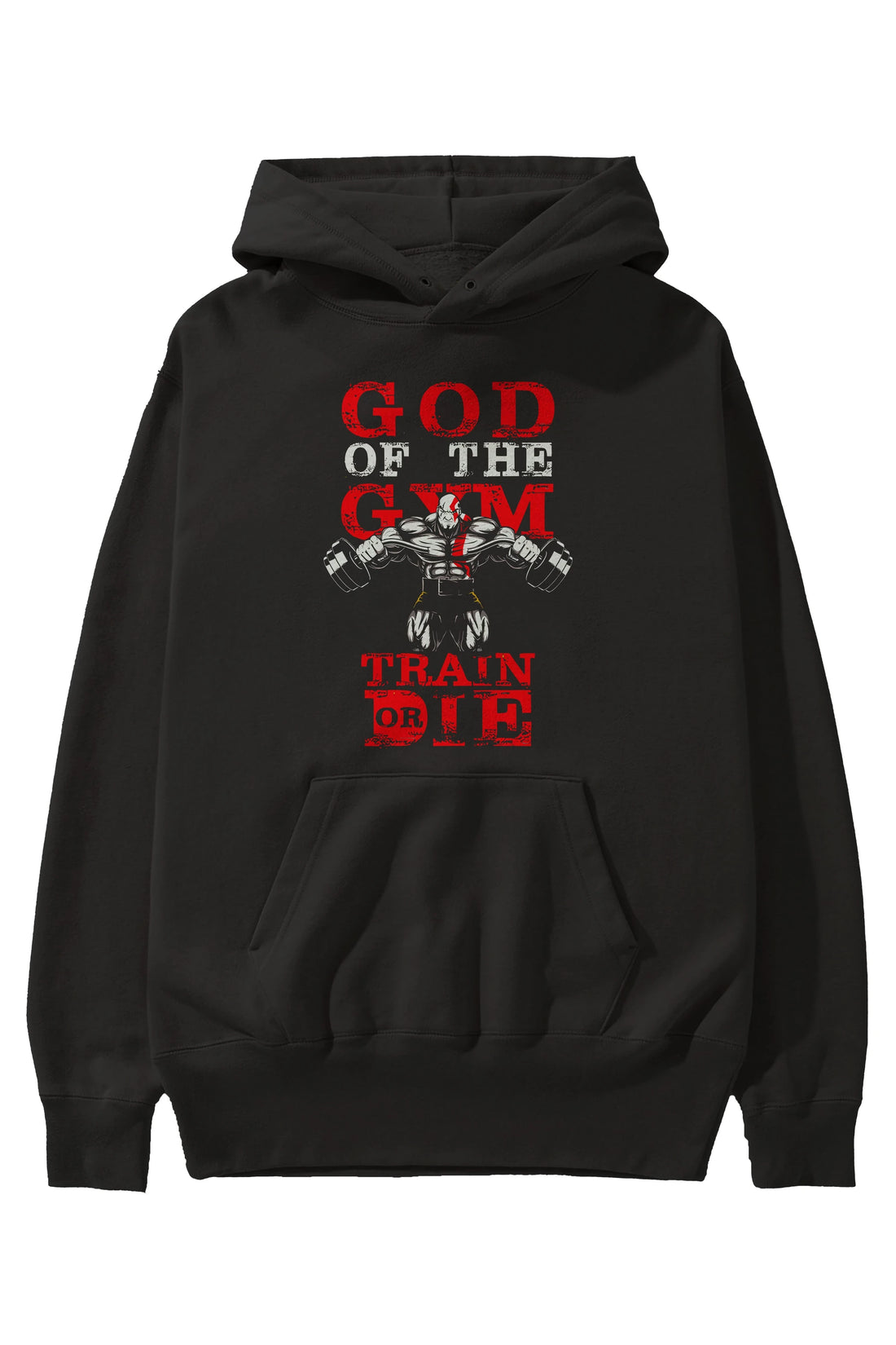 God of The GYM Ön Baskılı Hoodie Oversize Kapüşonlu Sweatshirt Erkek Kadın Unisex