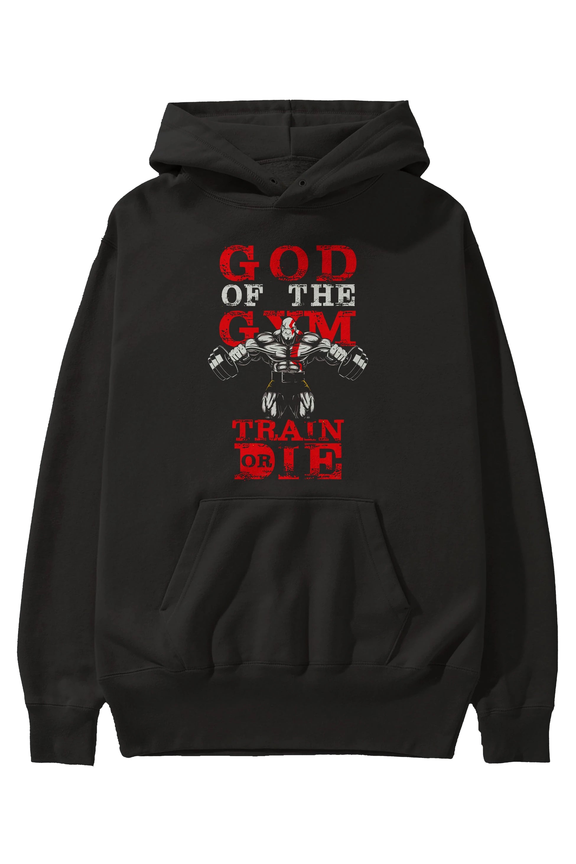 God of The GYM Ön Baskılı Hoodie Oversize Kapüşonlu Sweatshirt Erkek Kadın Unisex