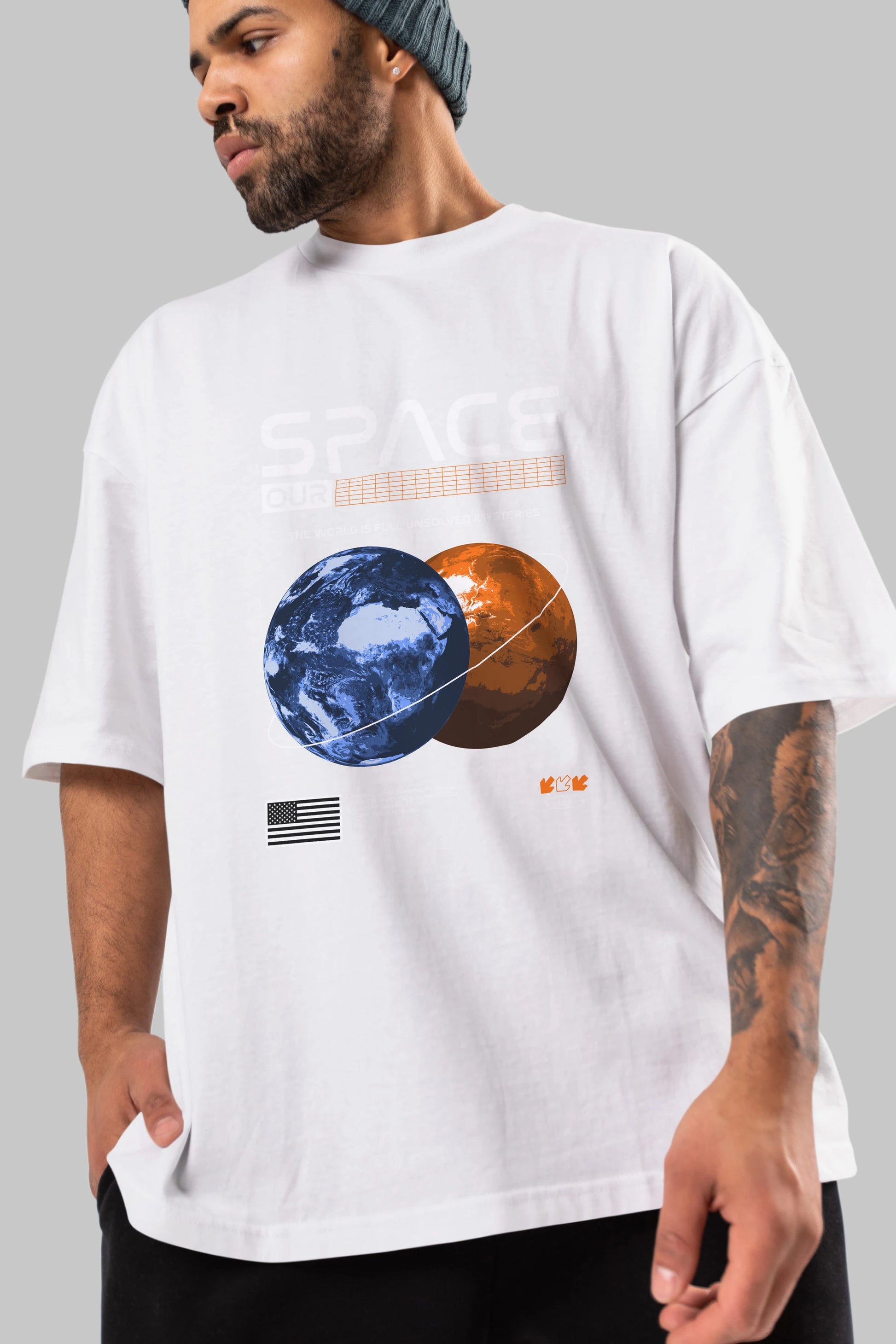 Space Our Ön Baskılı Oversize t-shirt Erkek Kadın Unisex