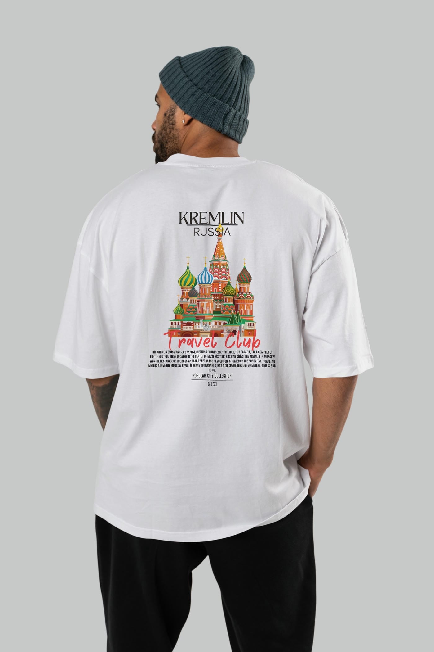 Kremlin Russia Arka Baskılı Oversize t-shirt Erkek Kadın Pamuk Bisiklet Yaka tişort