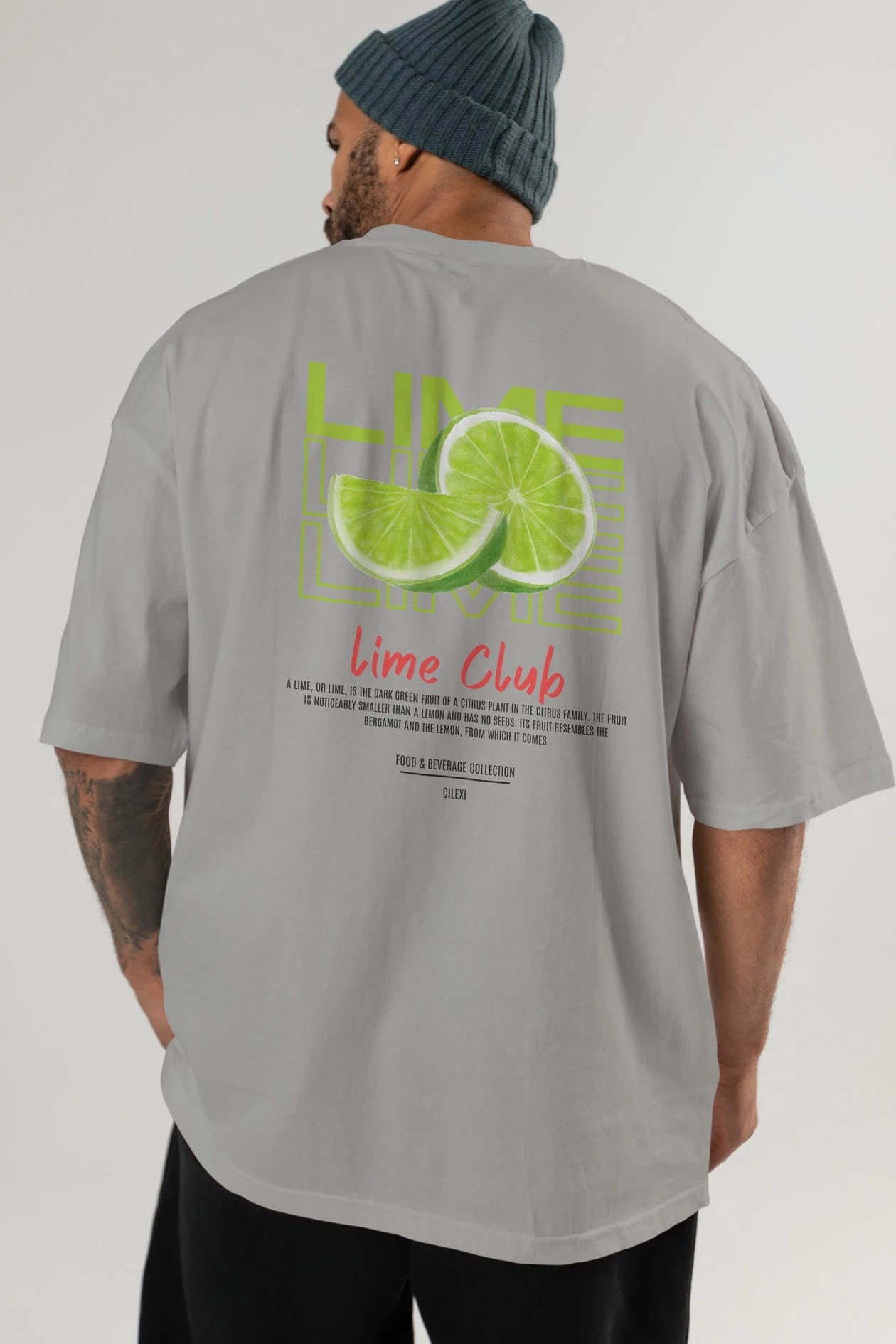 Lime Kokteyl Serisi Baskılı Oversize t-shirt Erkek Kadın Unisex %100 Pamuk Bisiklet Yaka tişort