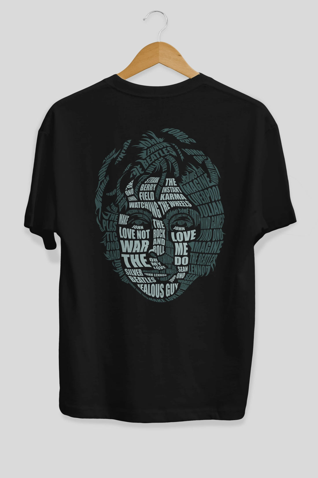 John Lennon Calligram Arka Baskılı Oversize t-shirt %100 pamuk Erkek Kadın Unisex