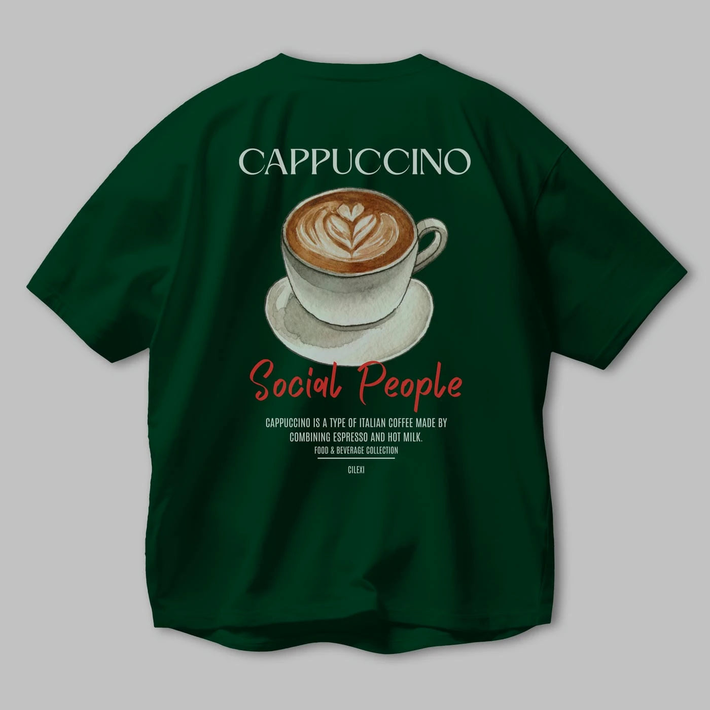 Cappuccino Kokteyl Serisi Baskılı Oversize t-shirt Erkek Kadın Unisex %100 Pamuk Bisiklet Yaka tişort
