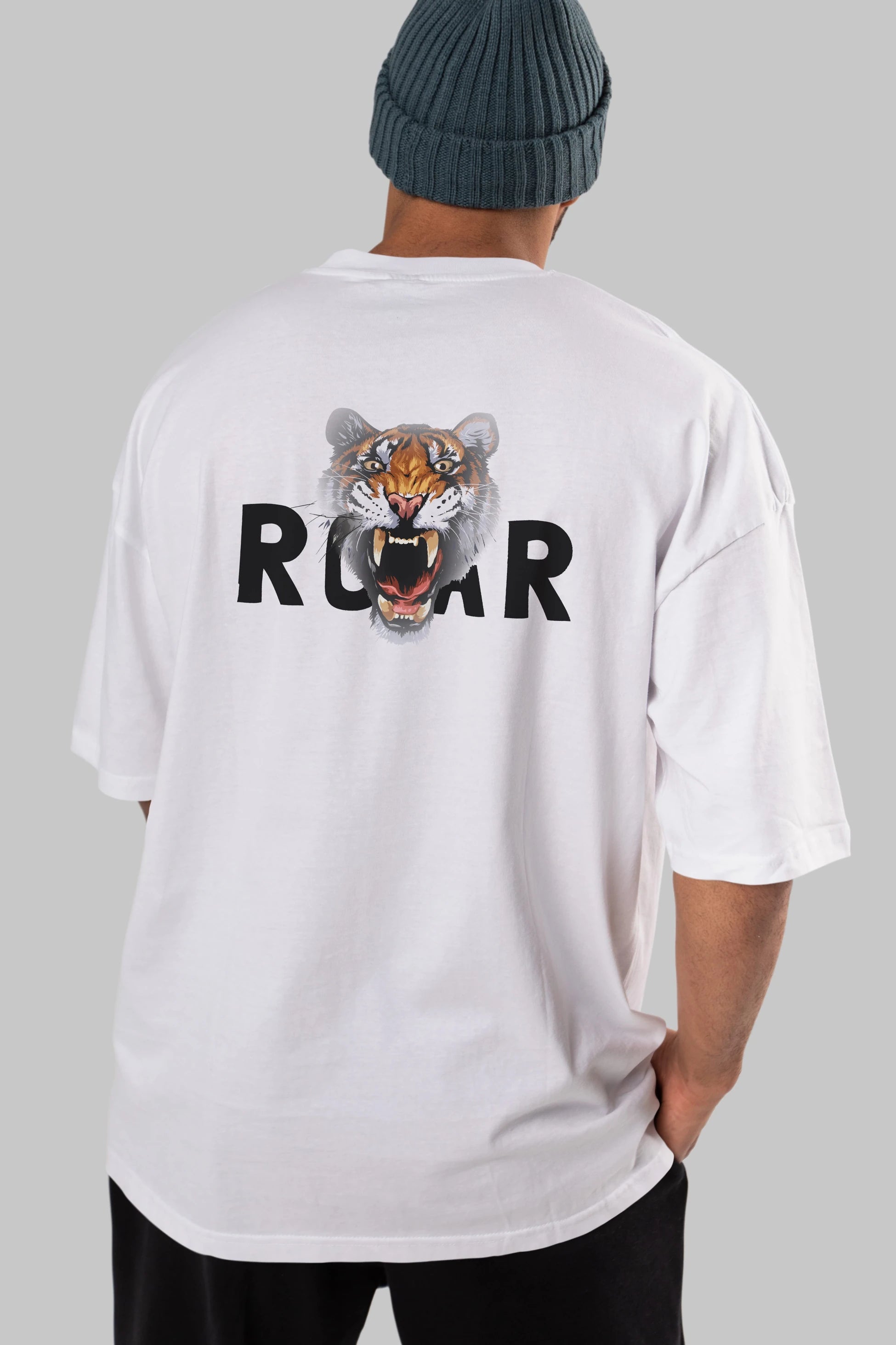 Teddy Bear Roar Arka Baskılı Oversize t-shirt Erkek Kadın Unisex %100 Pamuk