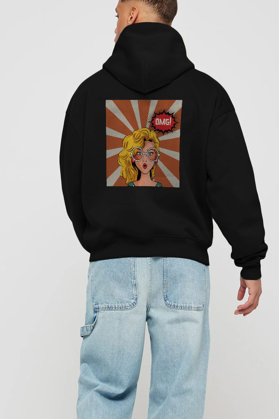 OMG Yazılı Retro Arka Baskılı Oversize Hoodie Kapüşonlu Sweatshirt Erkek Kadın Unisex