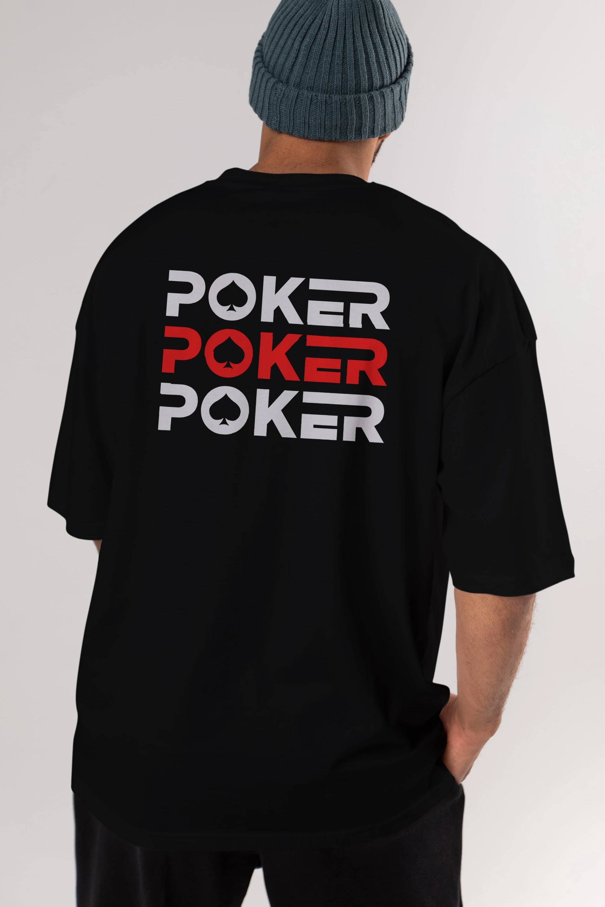 Poker Arka Baskılı Oversize t-shirt Erkek Kadın Unisex
