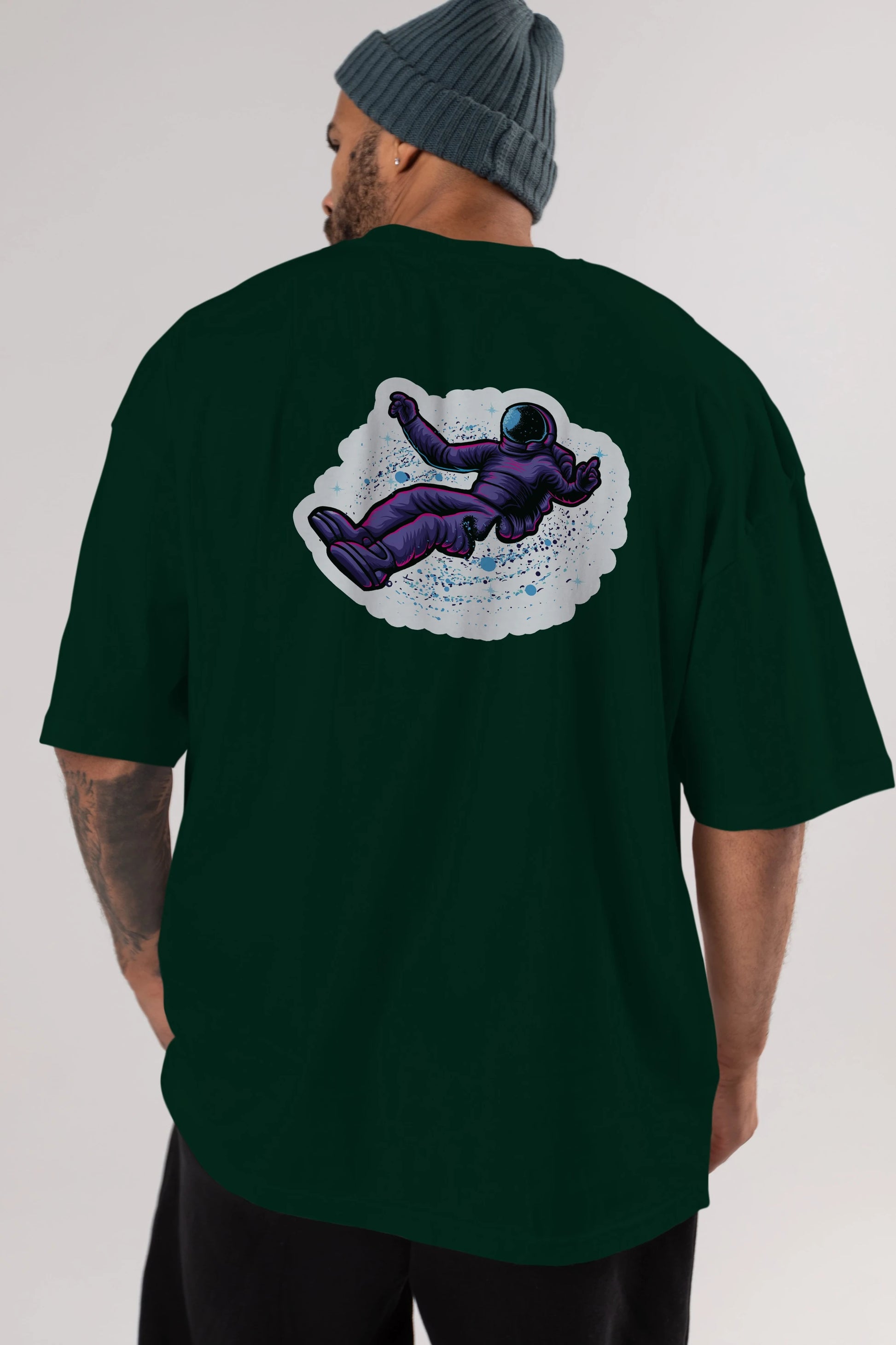 Having fun in outer space sticker Arka Baskılı Oversize t-shirt Erkek Kadın Unisex