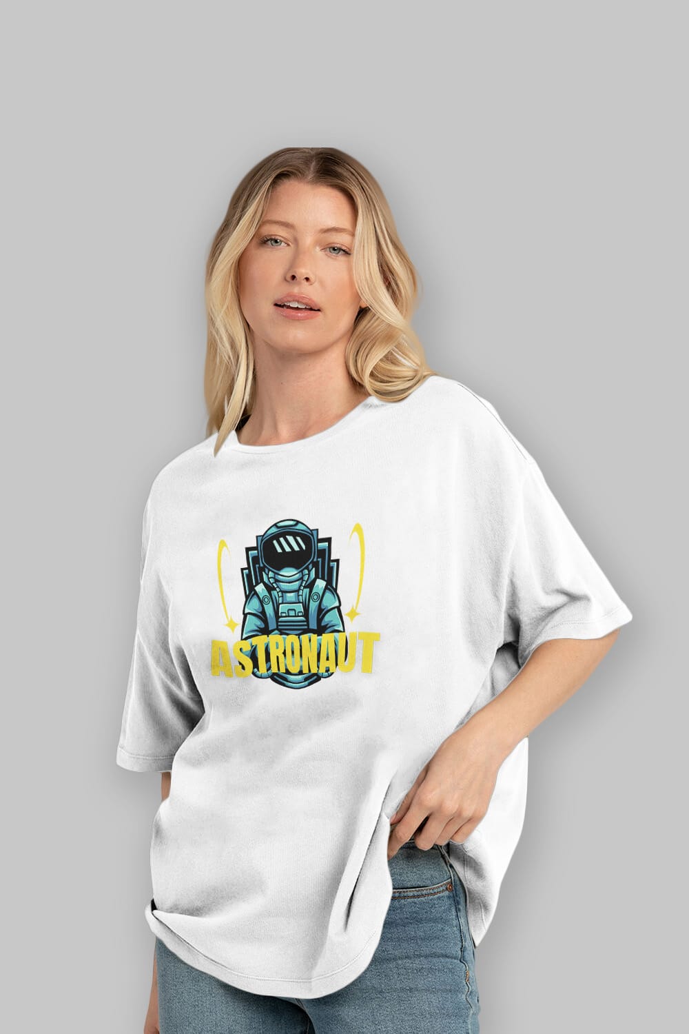 Astronaut Ön Baskılı Oversize t-shirt Erkek Kadın Unisex