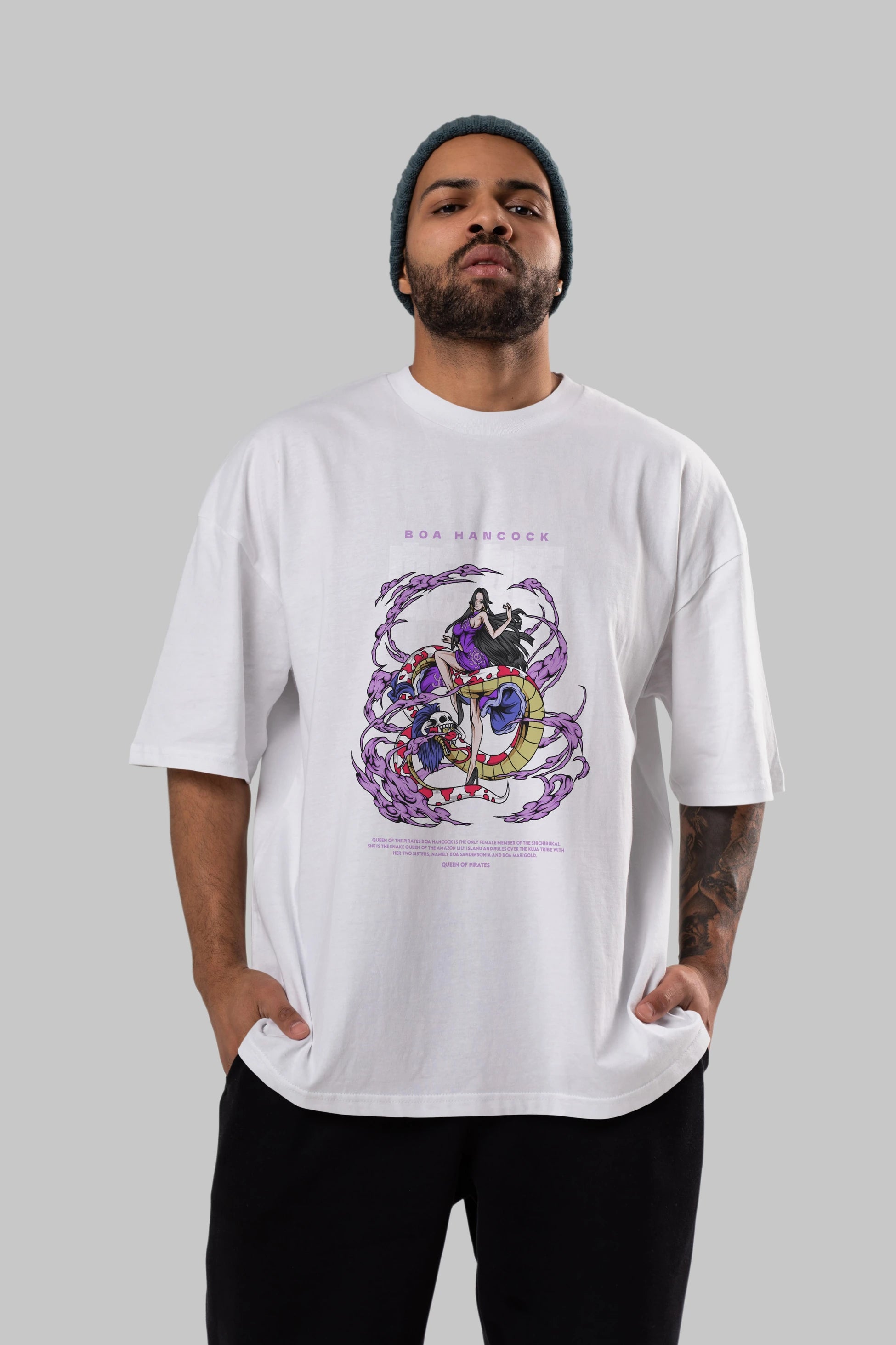 Boa Hancock Anime Ön Baskılı Oversize t-shirt %100 pamuk Erkek Kadın Unisex