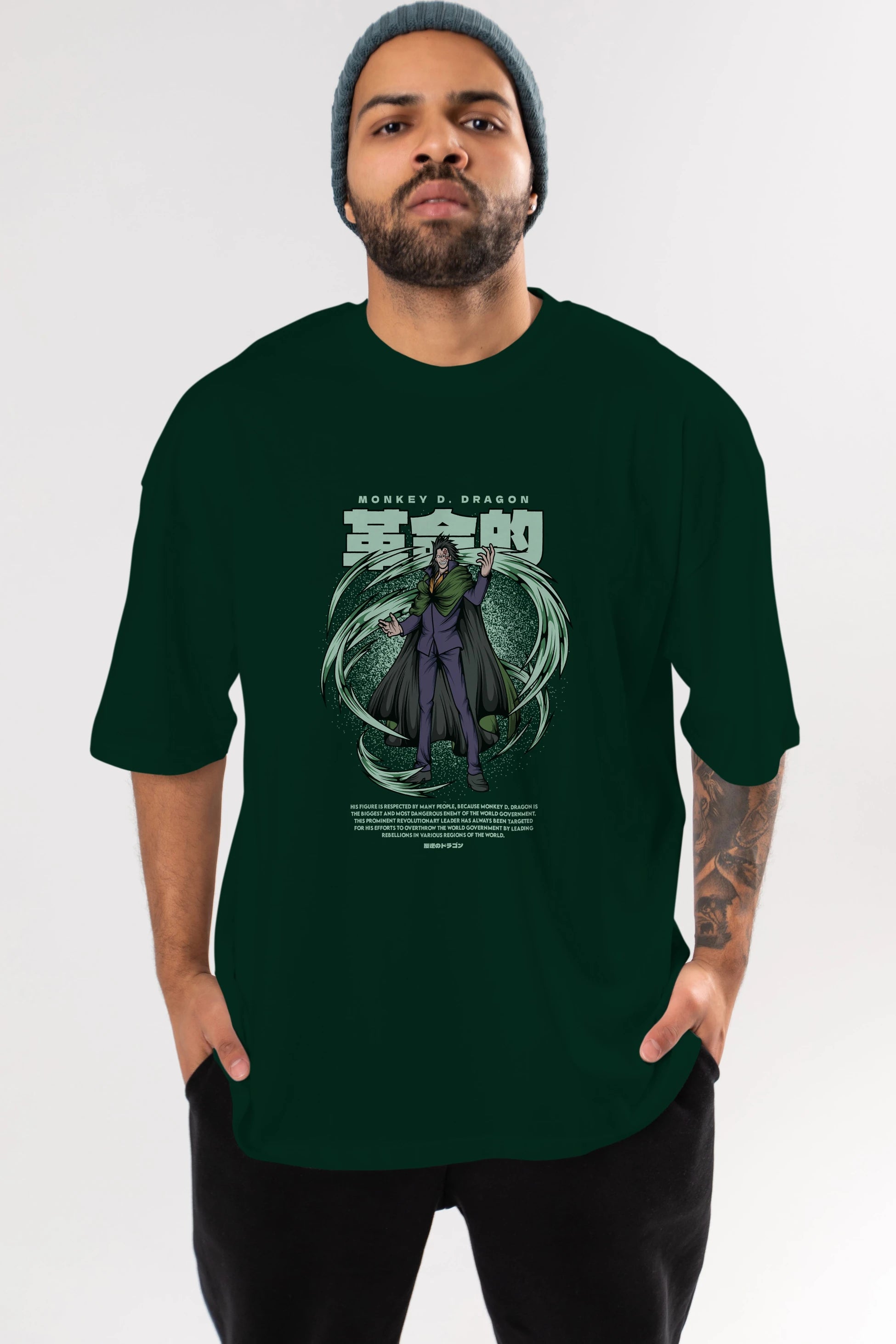 Monkey D. Dragon Anime Ön Baskılı Oversize t-shirt %100 pamuk Erkek Kadın Unisex