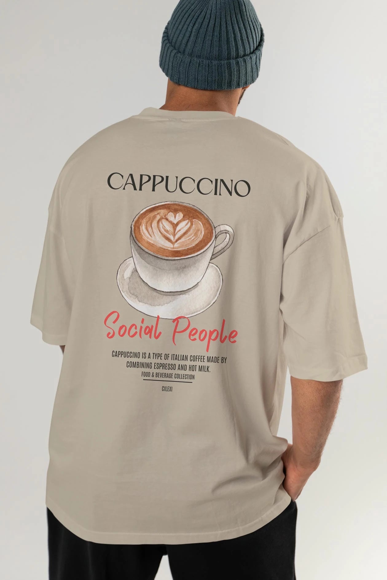 Cappuccino Kokteyl Serisi Baskılı Oversize t-shirt Erkek Kadın Unisex %100 Pamuk Bisiklet Yaka tişort