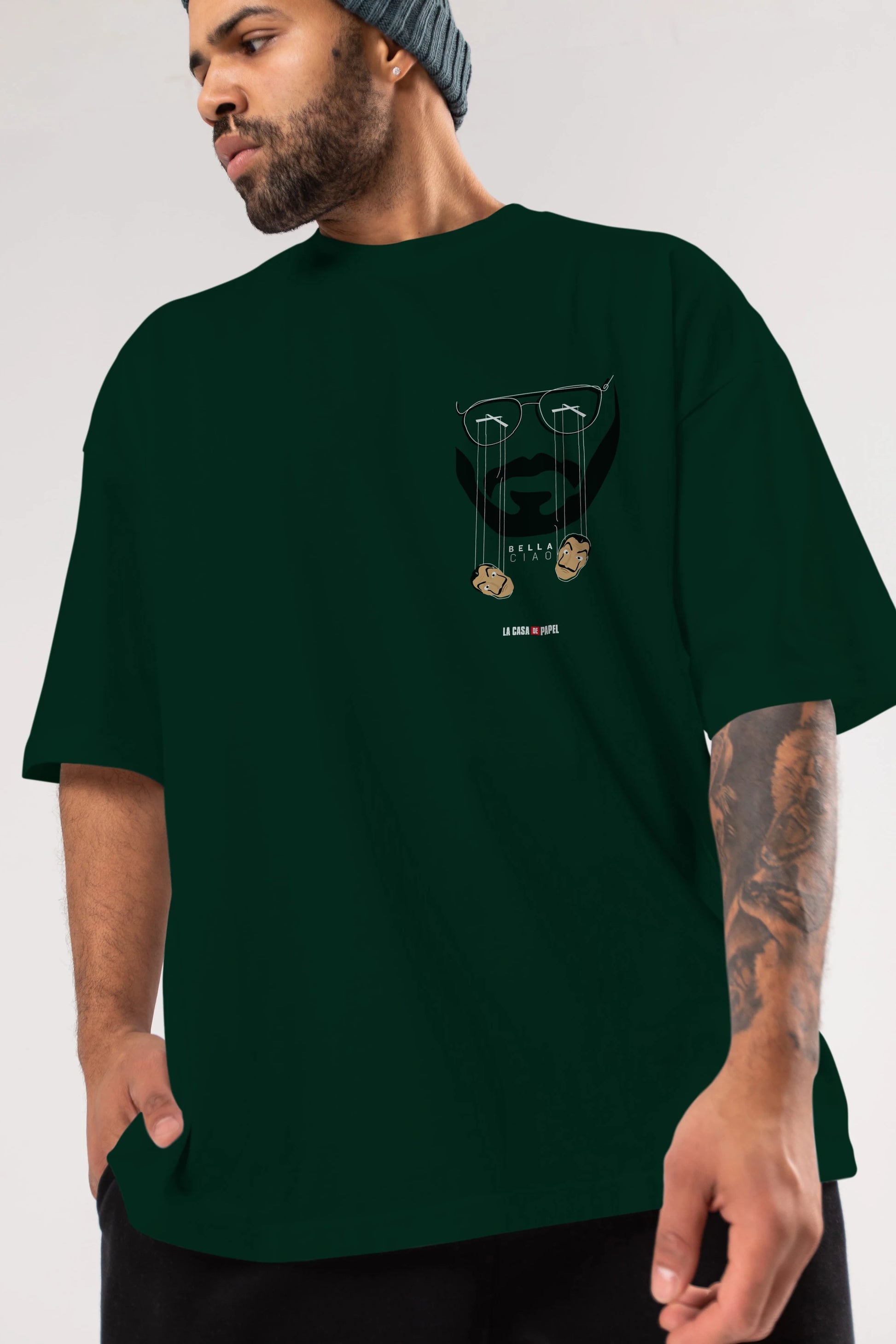 La Casa De Papel (11) Ön Sol Baskılı Oversize t-shirt Erkek Kadın Unisex %100 Pamuk Bisiklet Yaka tişort