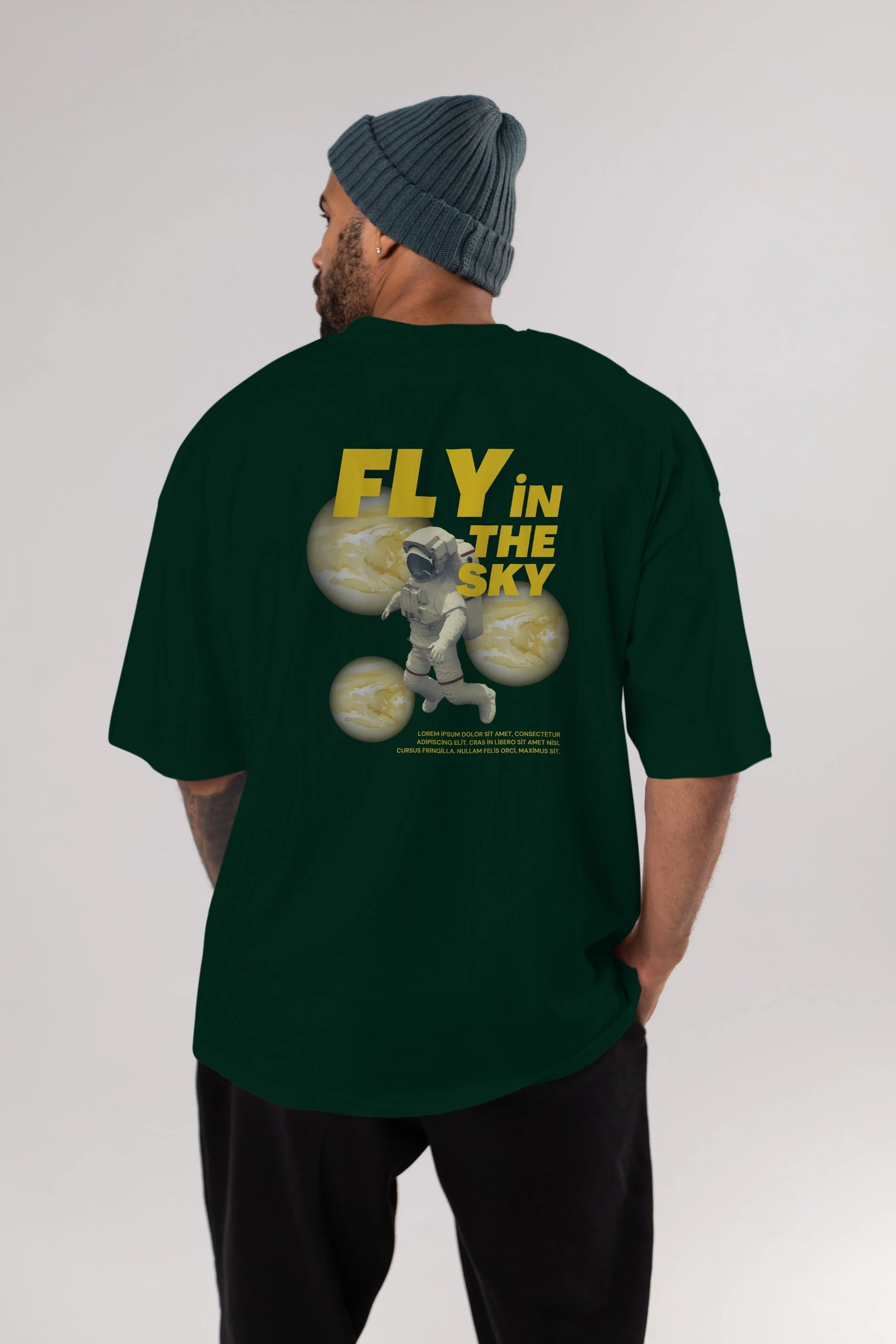 Fly in The Sky Arka Baskılı Oversize t-shirt Erkek Kadın Unisex