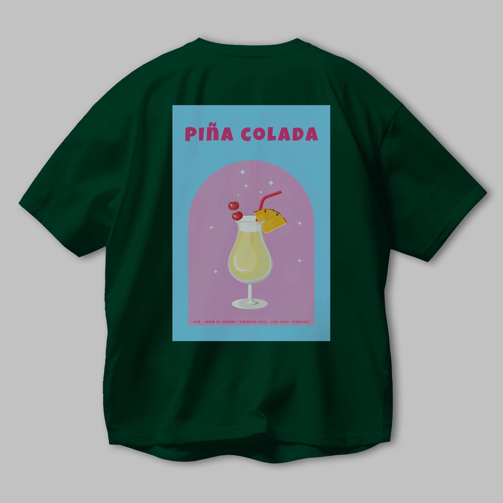 Pina Colada 2 Arka Baskılı Oversize t-shirt Erkek Kadın Unisex %100 Pamuk Bisiklet Yaka tişort