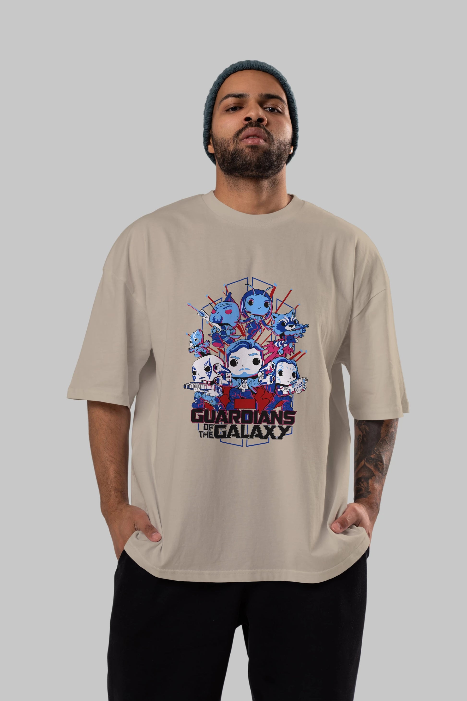 Guardians of the Galaxy Ön Baskılı Oversize t-shirt Erkek Kadın Unisex %100 Pamuk Bisiklet Yaka tişort