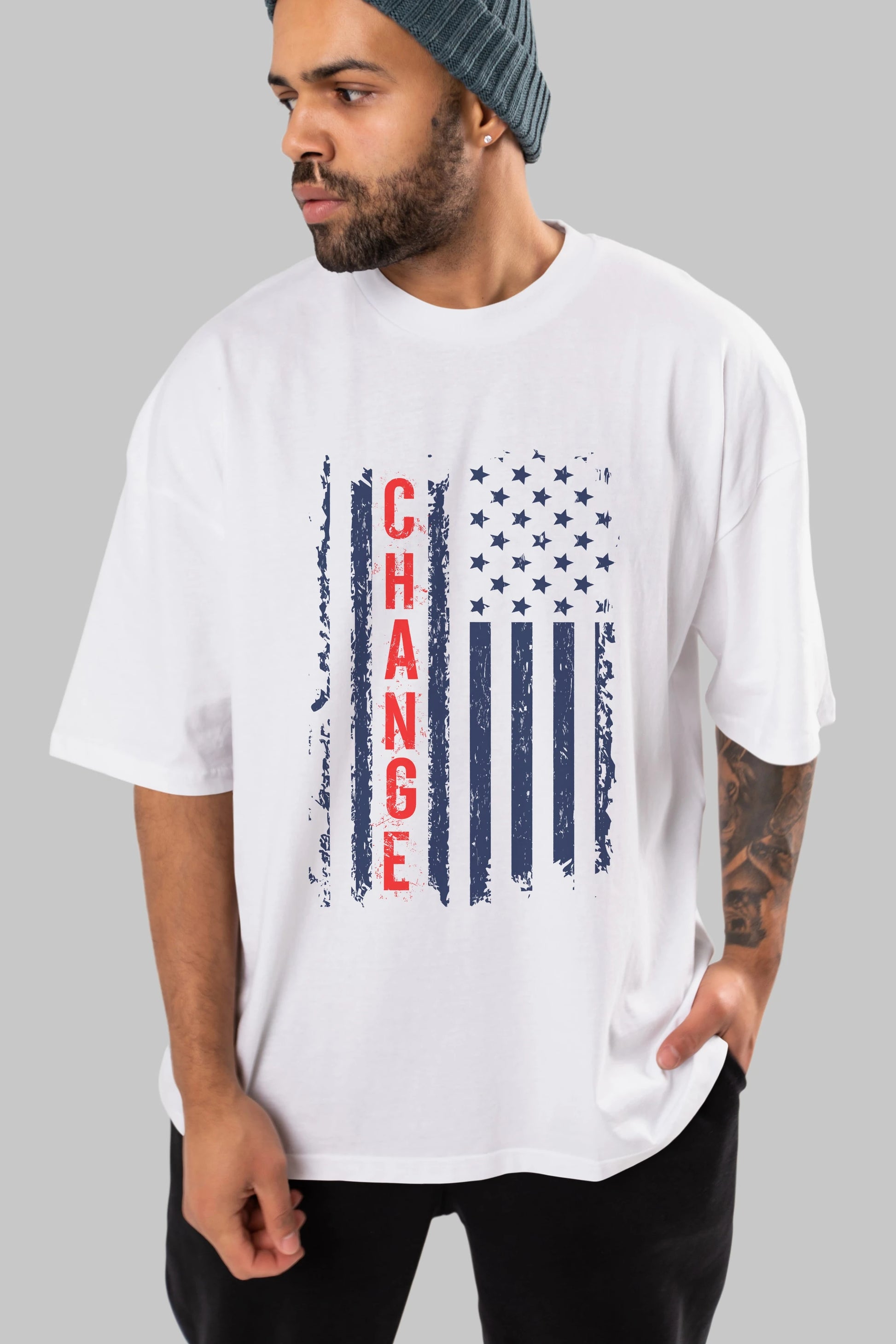 Change Ön Baskılı Oversize t-shirt Erkek Kadın Unisex