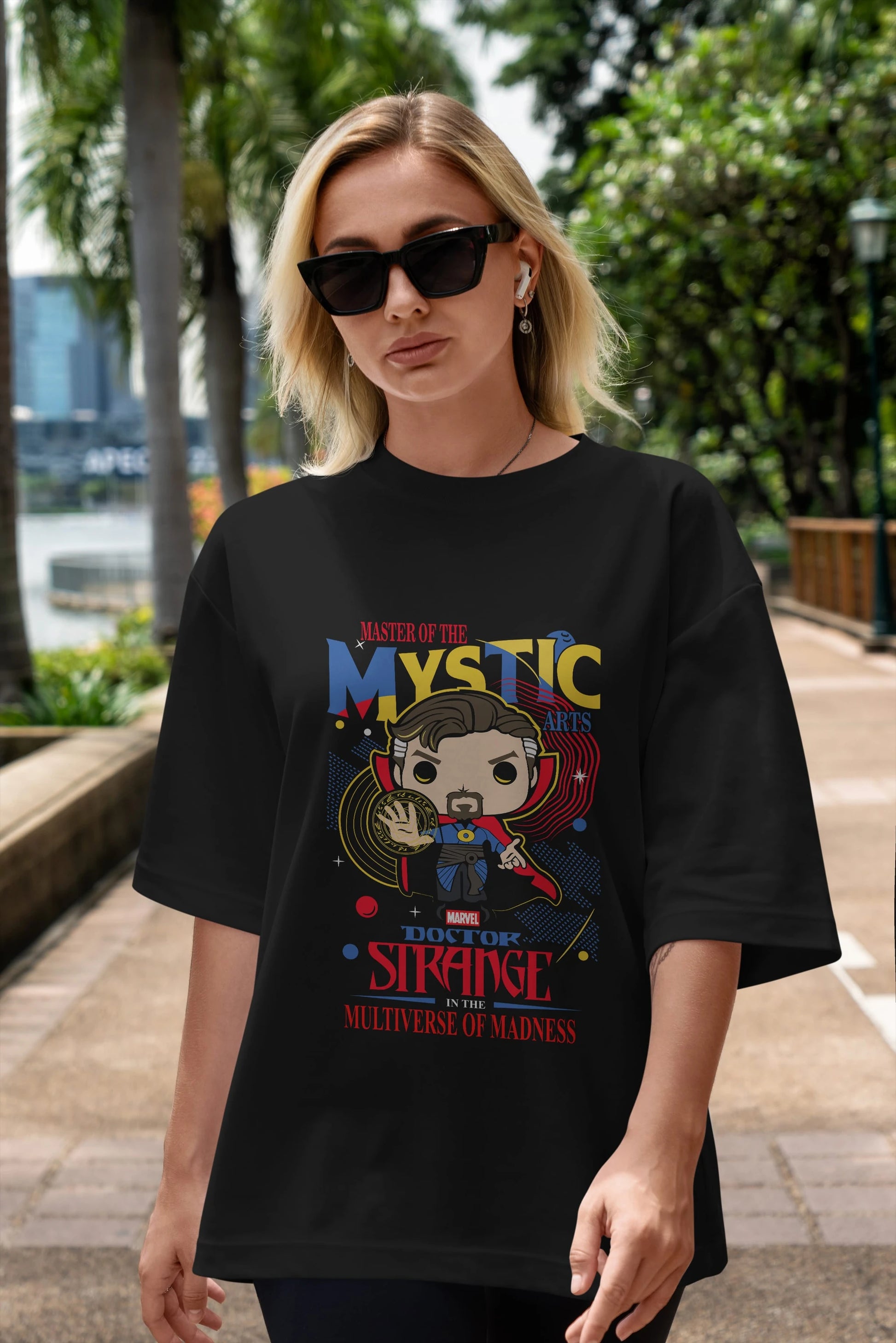 Doctor Strange Ön Baskılı Oversize t-shirt Erkek Kadın Unisex %100 Pamuk Bisiklet Yaka tişort