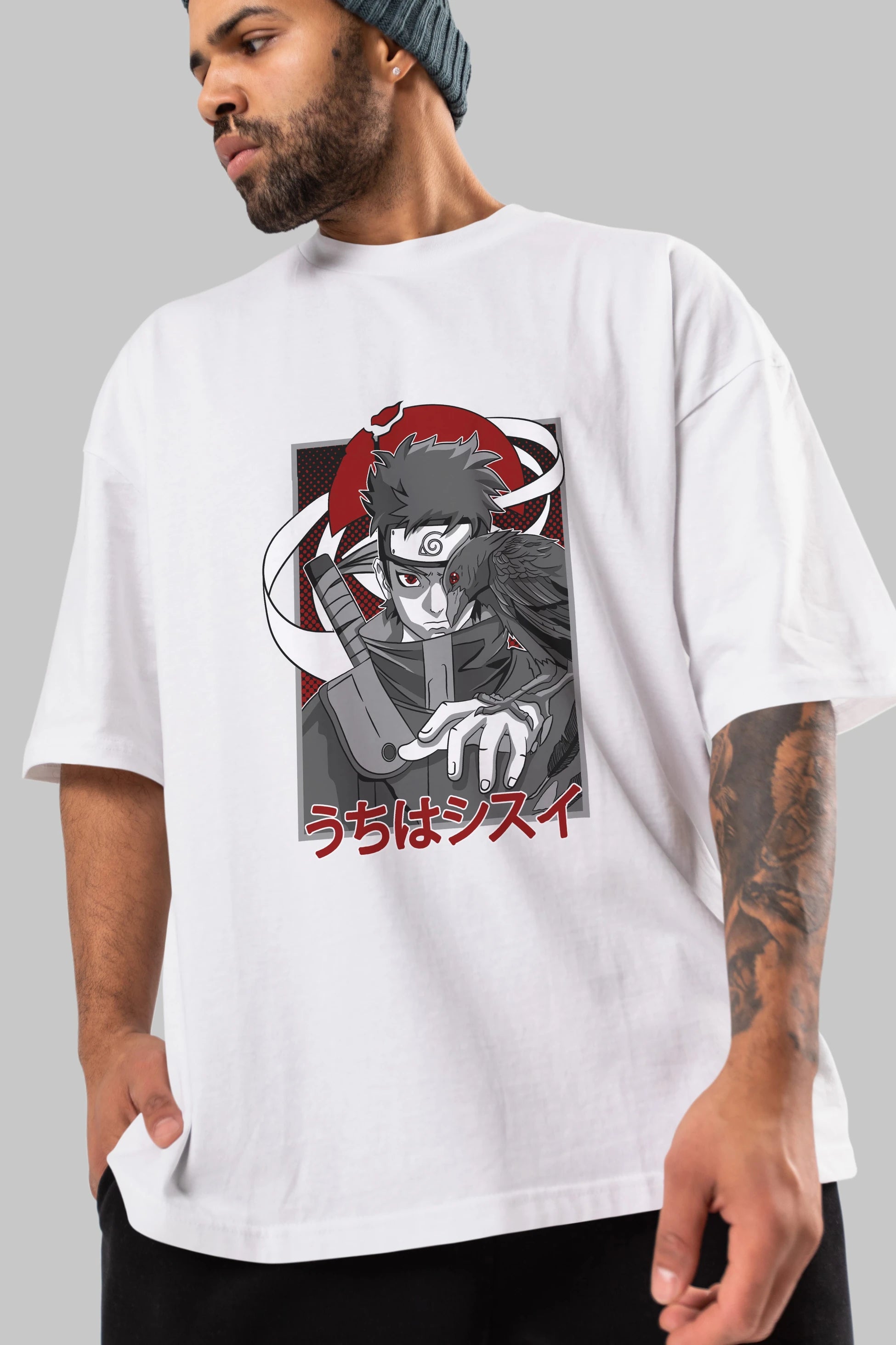 SHISUI UCHIHA NARUTO Anime Ön Baskılı Oversize t-shirt %100 pamuk Erkek Kadın Unisex