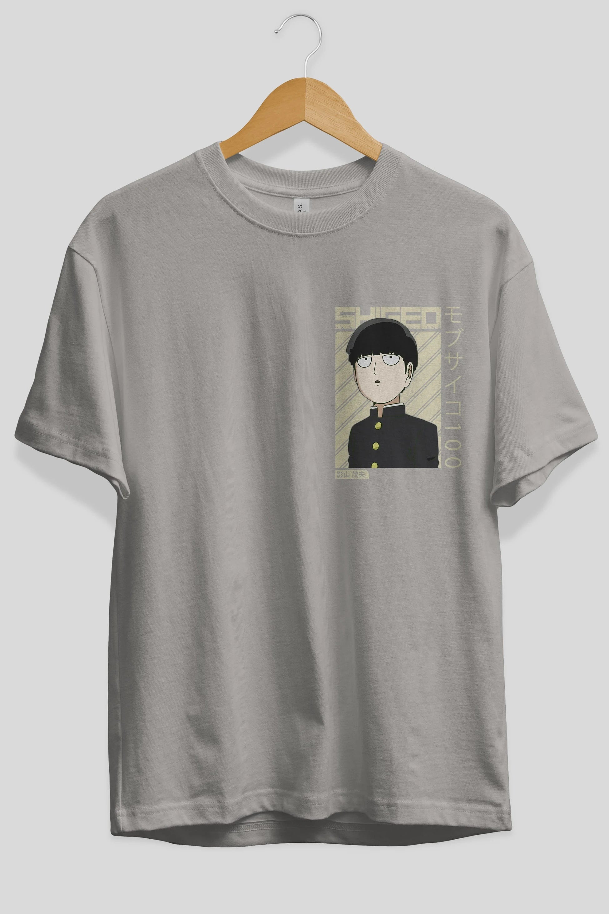 Shigeo Kageyama 2 Ön Sol Baskılı Oversize t-shirt Erkek Kadın Unisex %100 Pamuk Bisiklet Yaka tişort