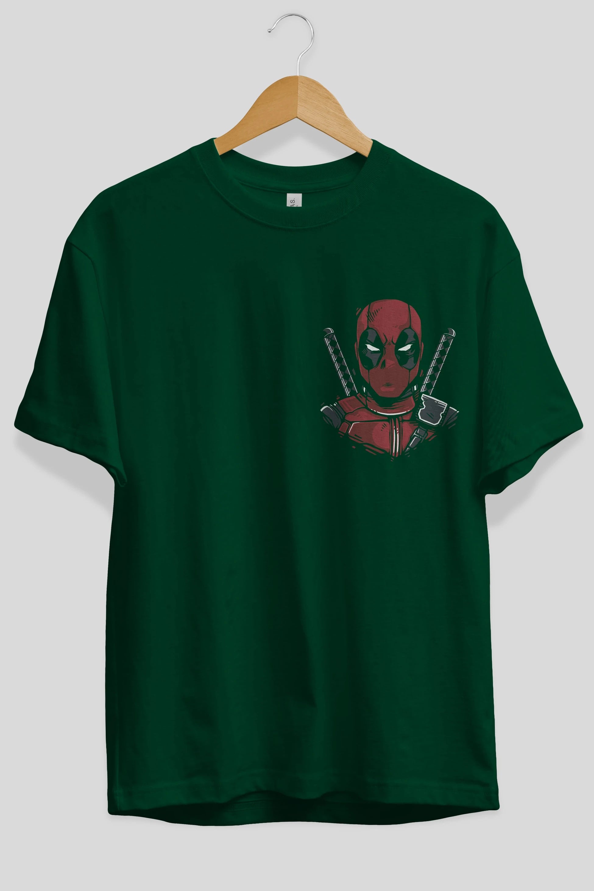 Deadpool (4) Ön Sol Baskılı Oversize t-shirt Erkek Kadın Unisex %100 Pamuk Bisiklet Yaka tişort