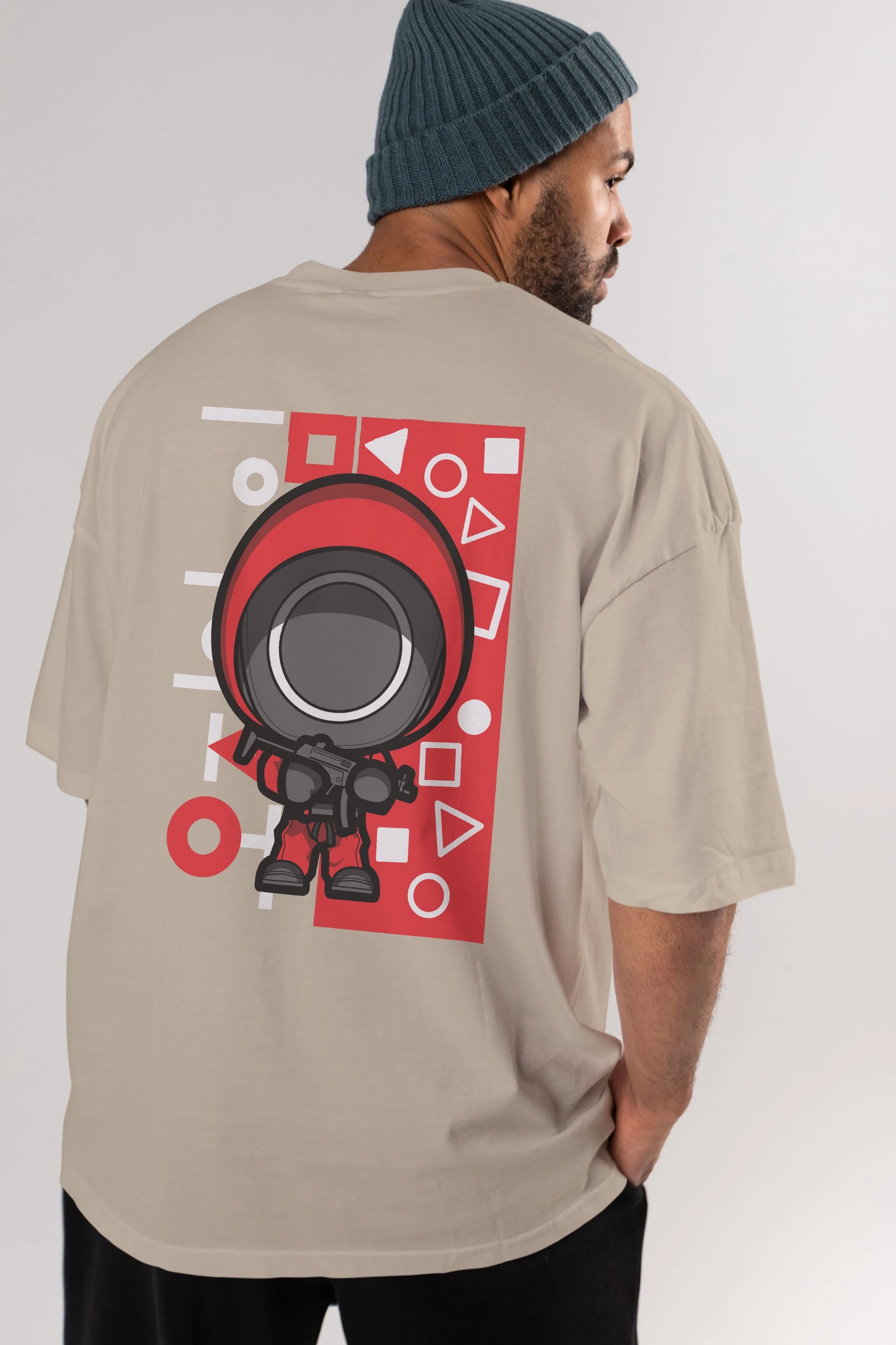Squid Game (4) Arka Baskılı Oversize t-shirt Erkek Kadın Unisex %100 Pamuk Bisiklet Yaka tişort