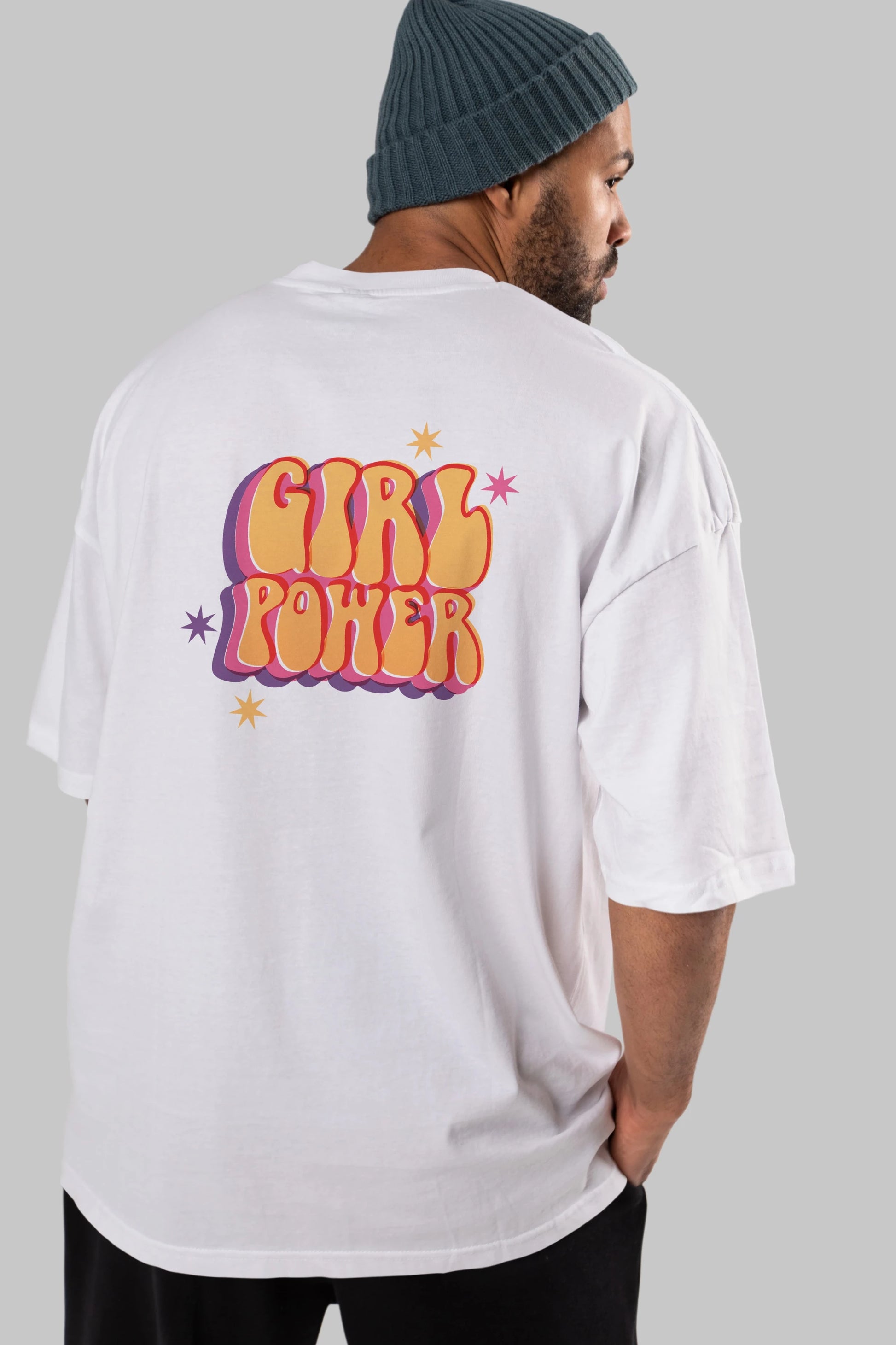 Girl Power Yazılı Arka Baskılı Oversize t-shirt Erkek Kadın Unisex
